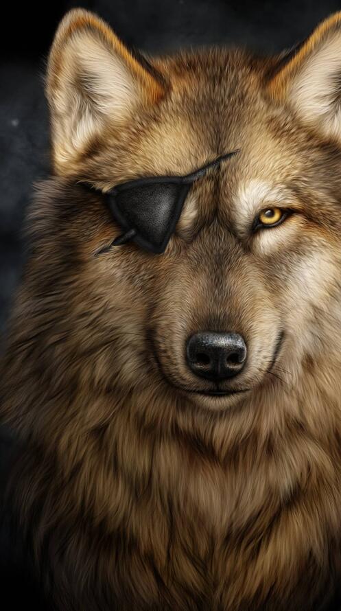 Обои волк без глаза art на рабочий стол