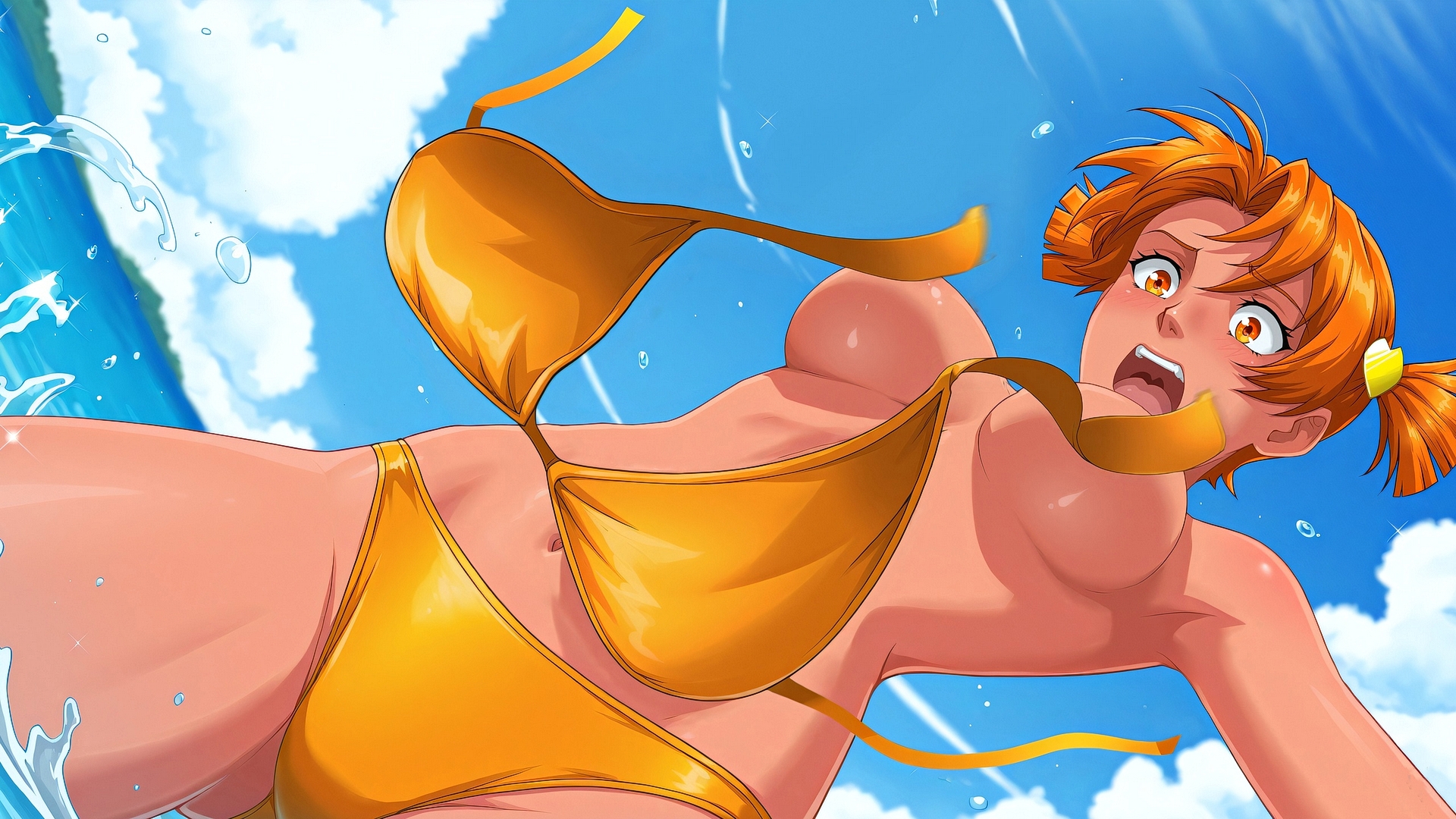 Бесплатное фото Алиса и желтый купальник игра бесконечное лето