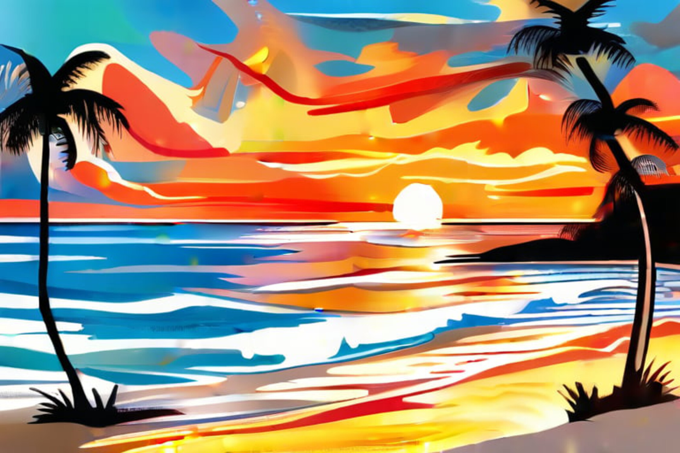 Картина закат на море