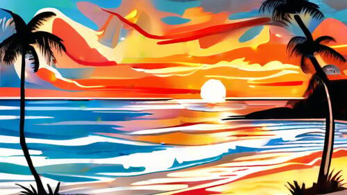 Бесплатное фото Картина закат на море