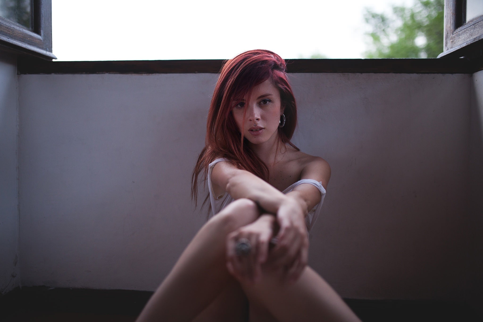 Wallpapers redhead model portrait on the desktop