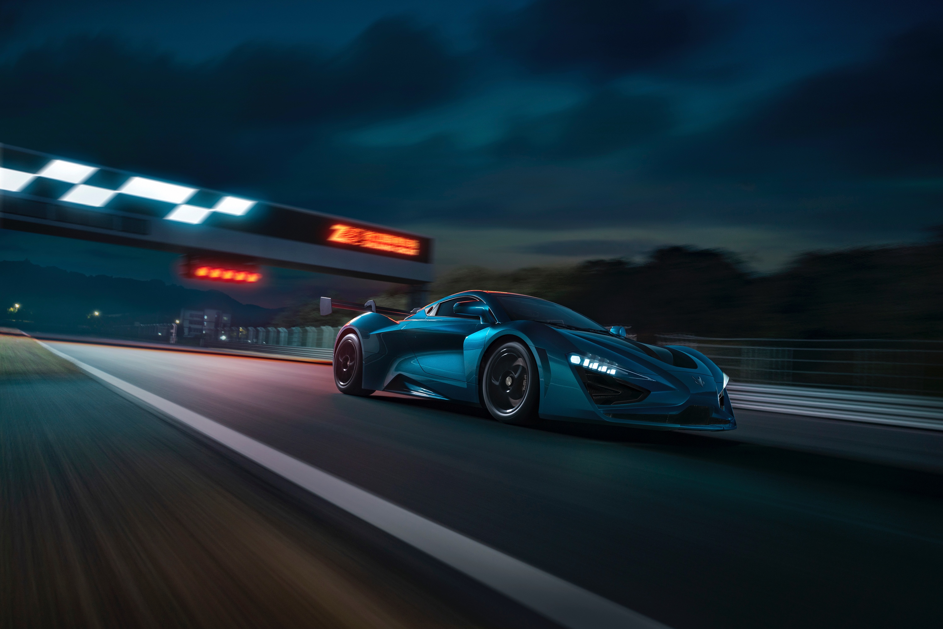 Free photo Arcfox gt on a night track