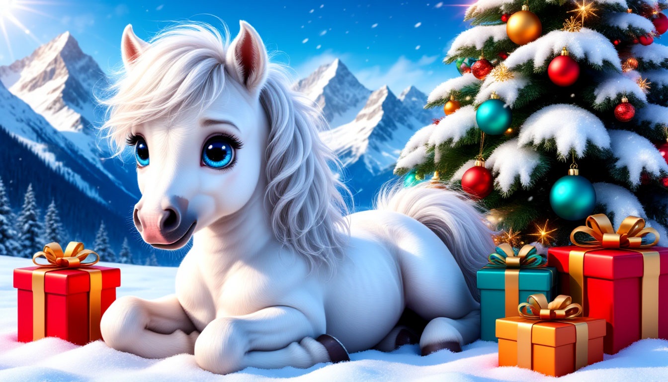 Бесплатная открытка Лошадка новый год.