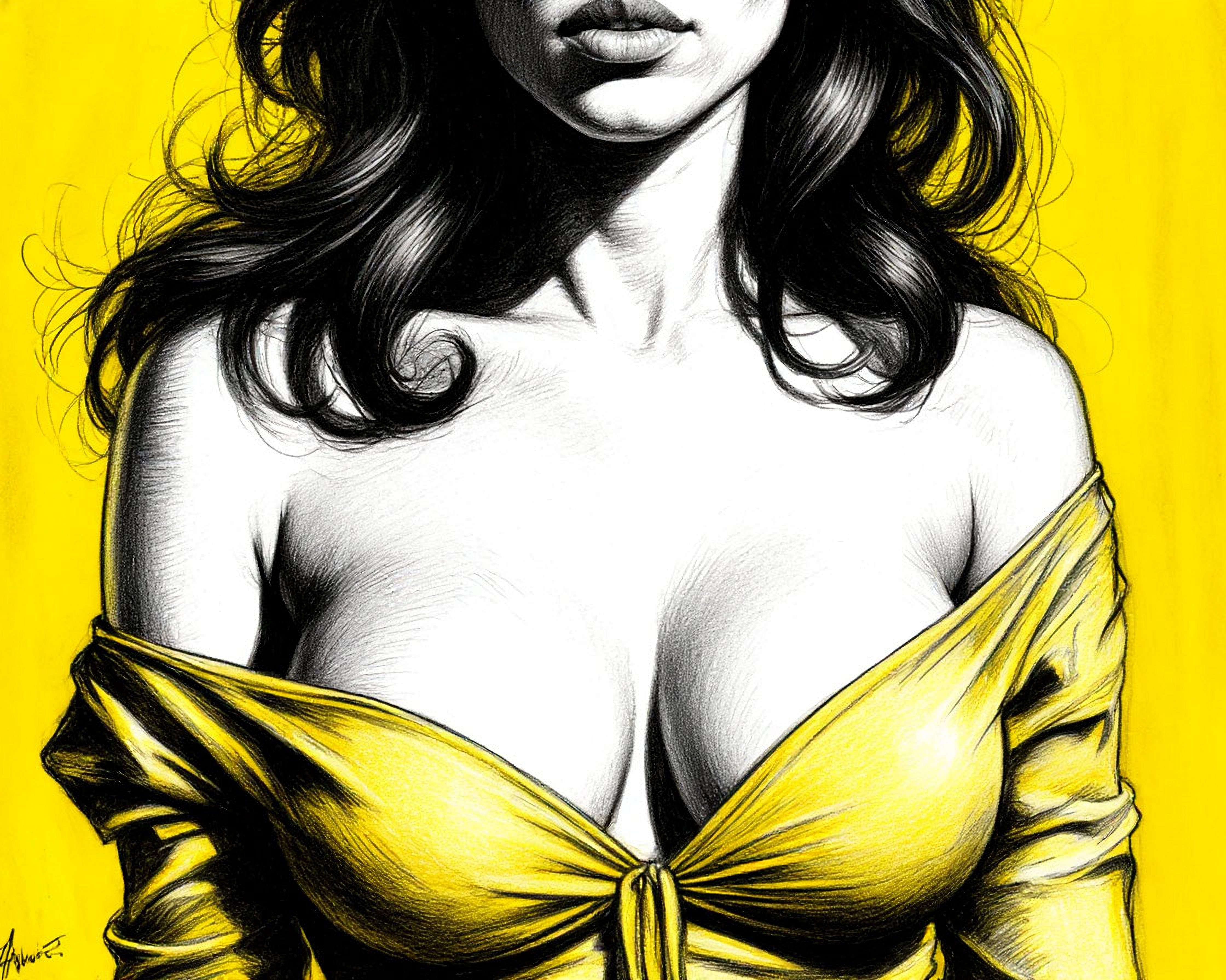 Бесплатное фото Бюст на жёлтом фонн