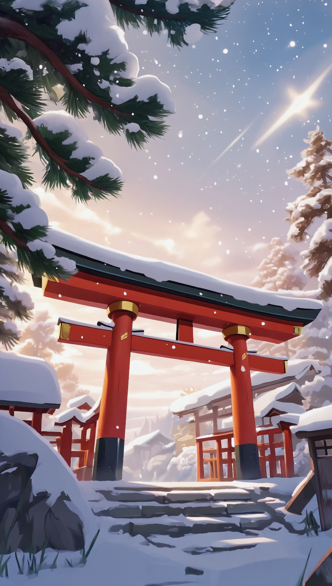 免费照片手机壁纸，日本风景与阳光云彩