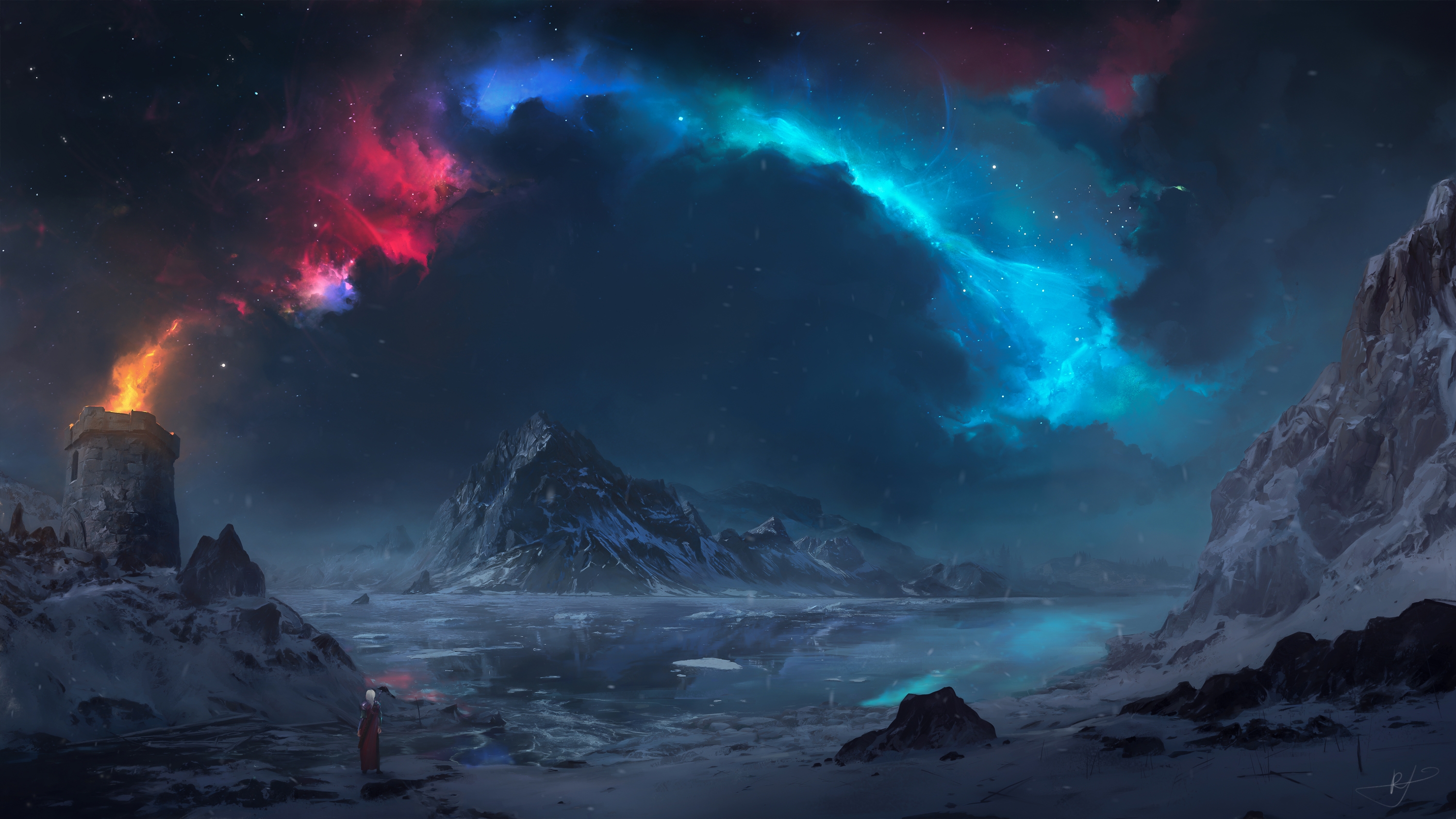 Wallpapers fantasy landscape beautiful nebula on the desktop