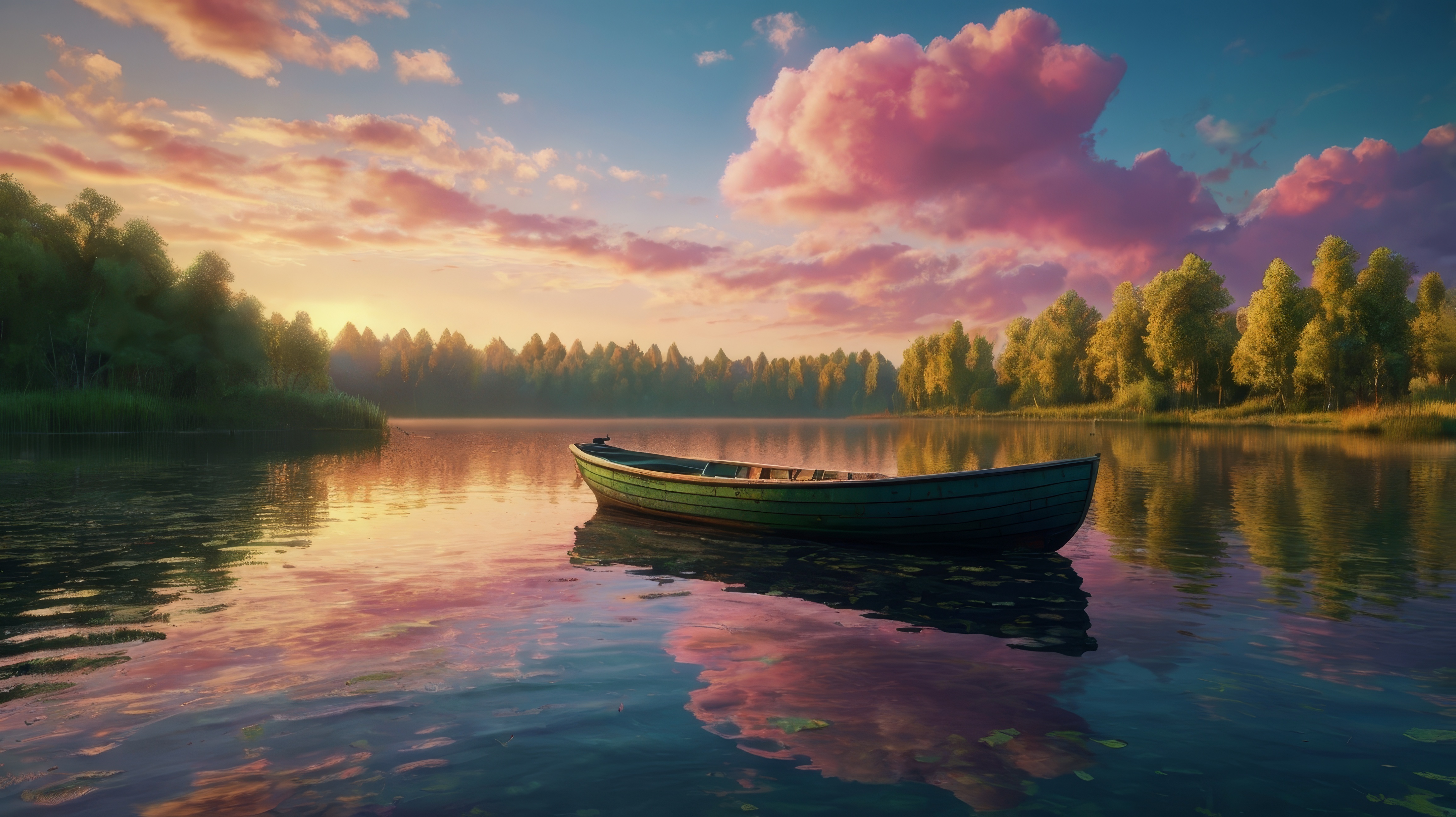 Бесплатное фото Лодка на воде под пасмурным небом