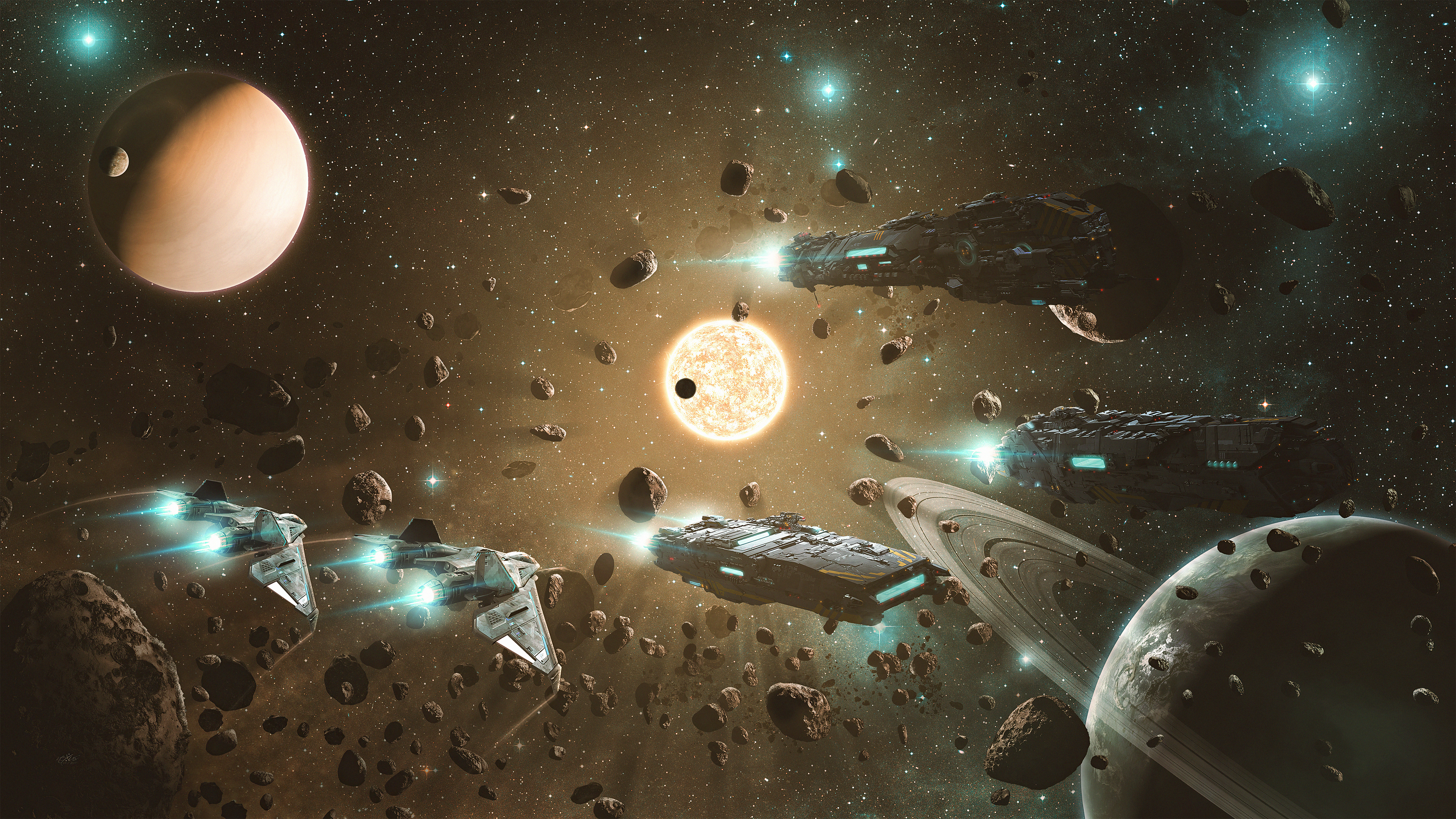 Wallpapers deviant art spaceship asteroids on the desktop