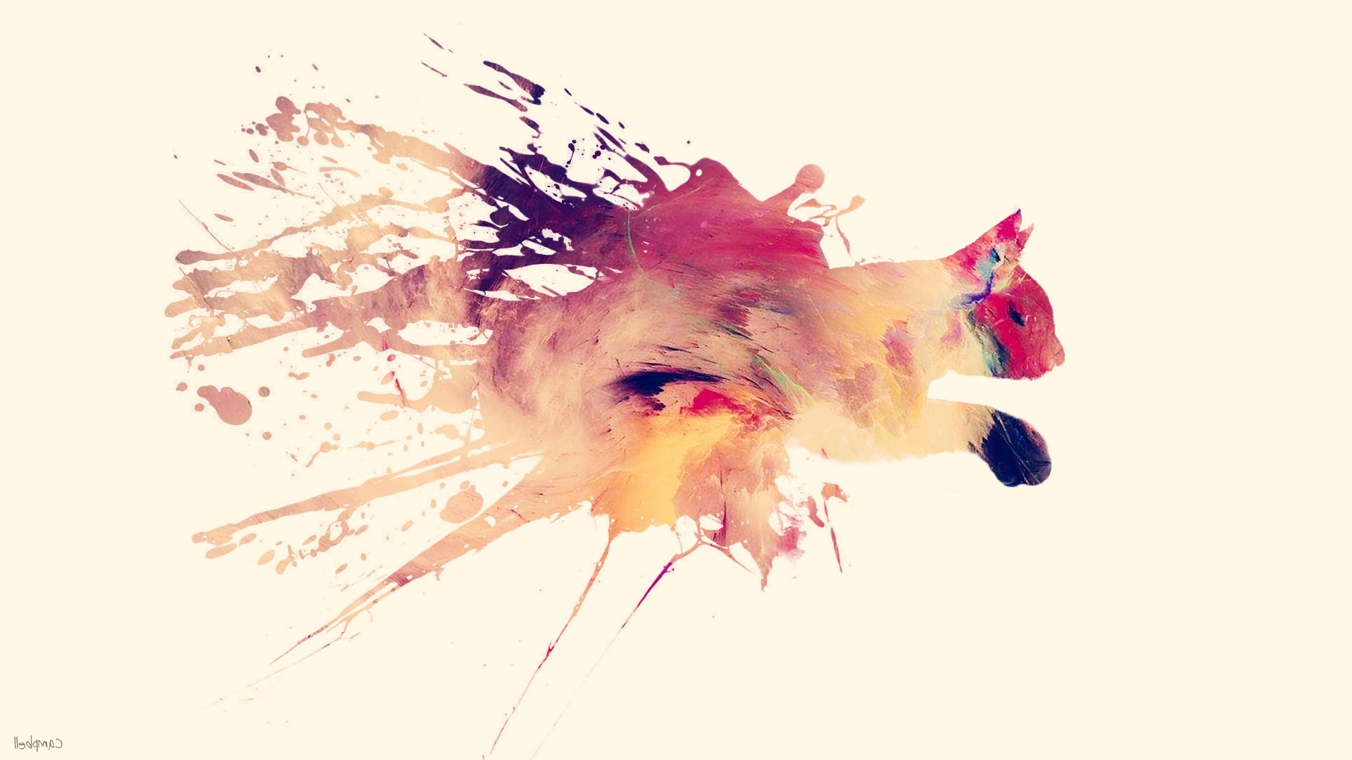 Обои красочный иллюстрация кошка на рабочий стол