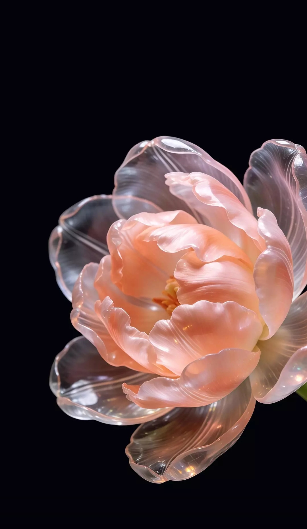 Free photo Translucent pink tulip on a black background