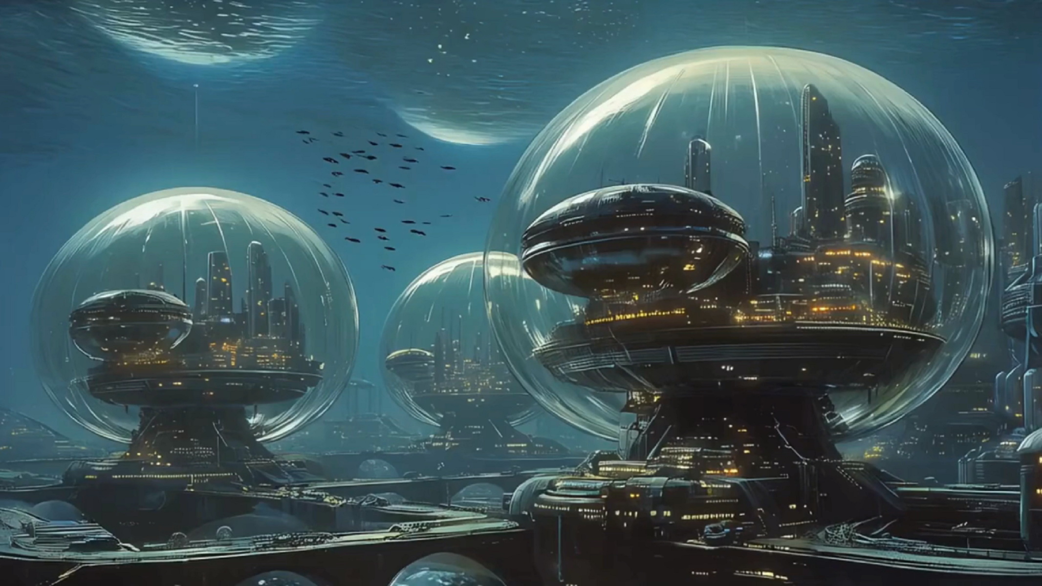 Underwater cities under domes