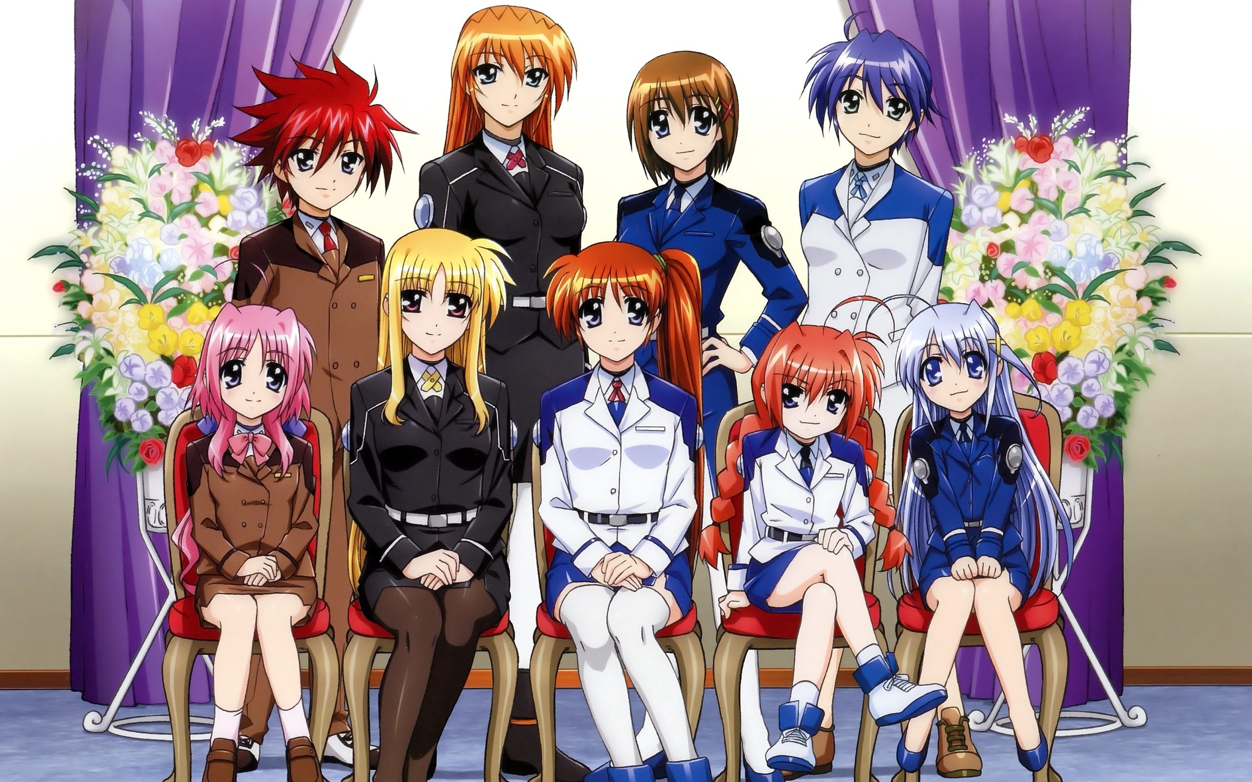 Wallpapers Mahou Shoujo Lyrical Nanoha crowd smiles on the desktop