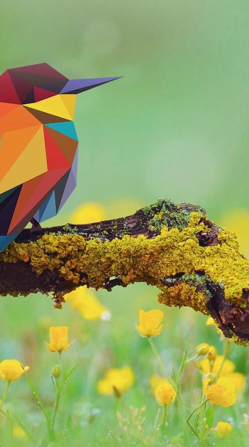 Бесплатное фото Рендеринг птичка на ветке