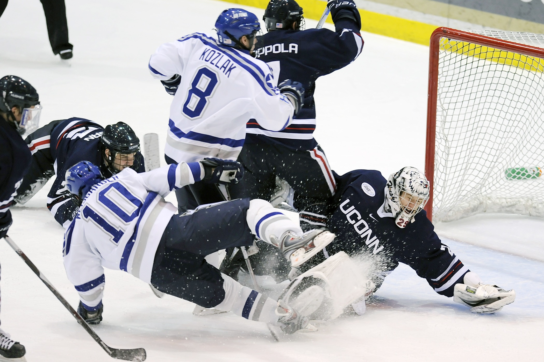 Free photo Dangerous moment in hockey at the opponent`s goal