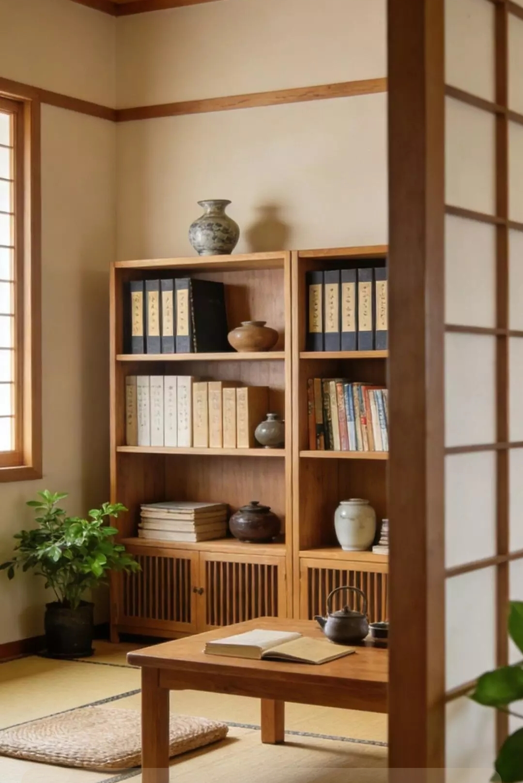 Бесплатное фото Традиционный японский уголок для чтения