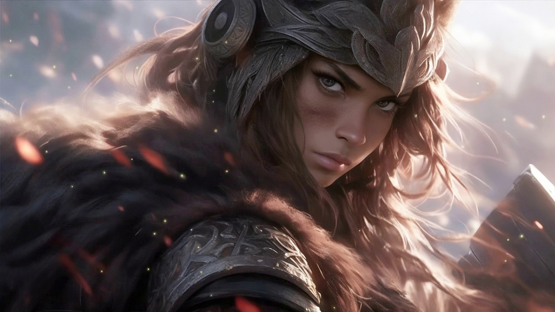 Free photo Girl in headdress and armor