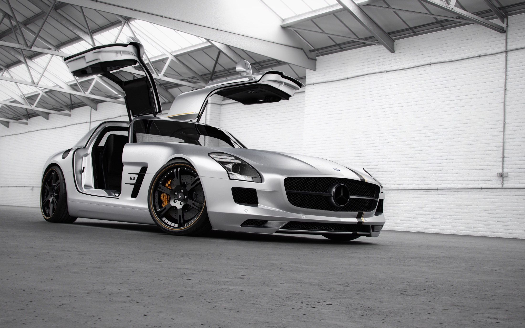 Free photo Mercedes-benz sls amg in monochrome photo