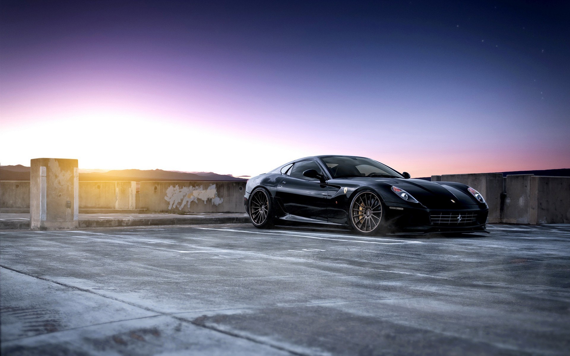 Black ferrari 599 on cool spoked rims