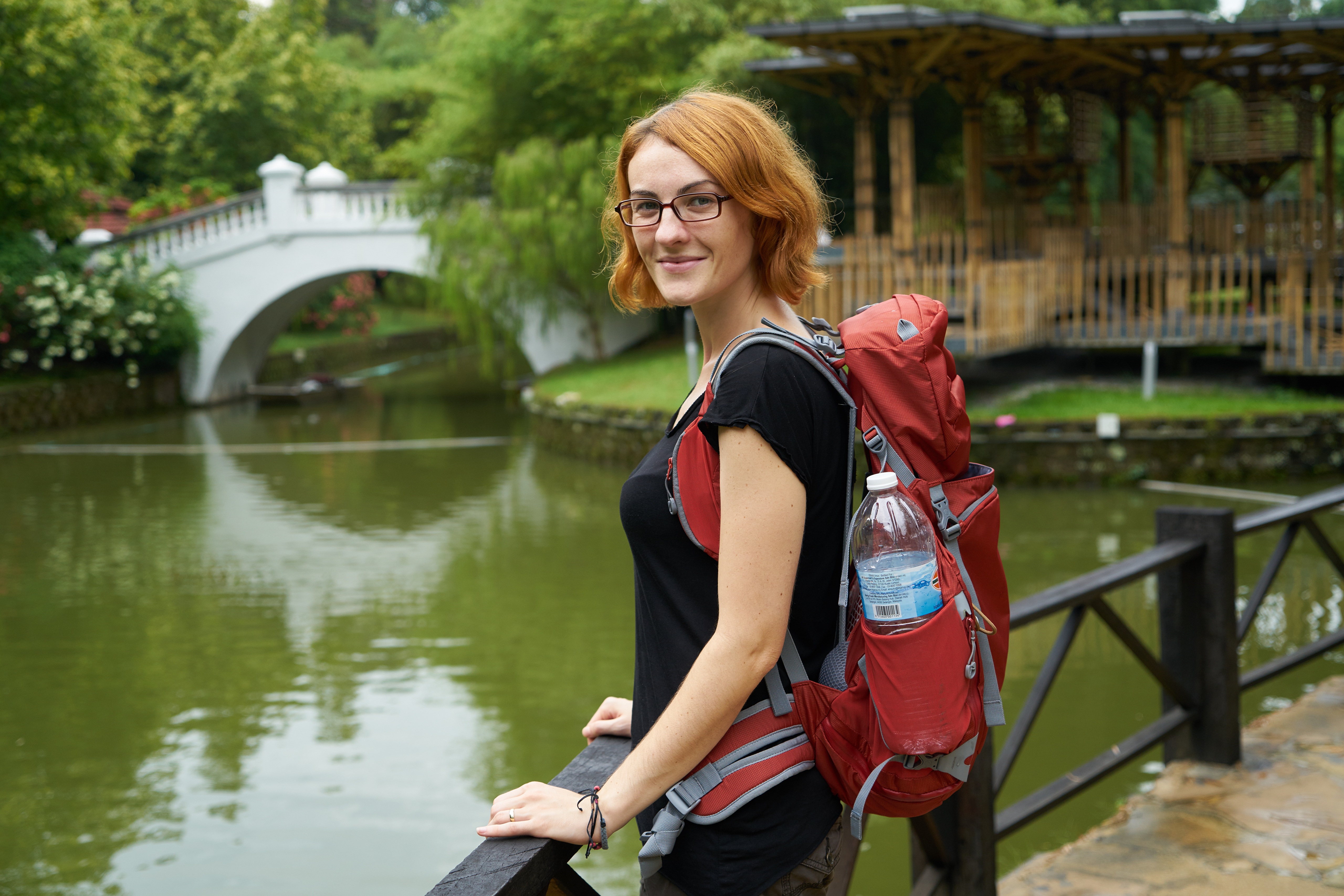 Wallpapers woman traveler redhead girl on the desktop