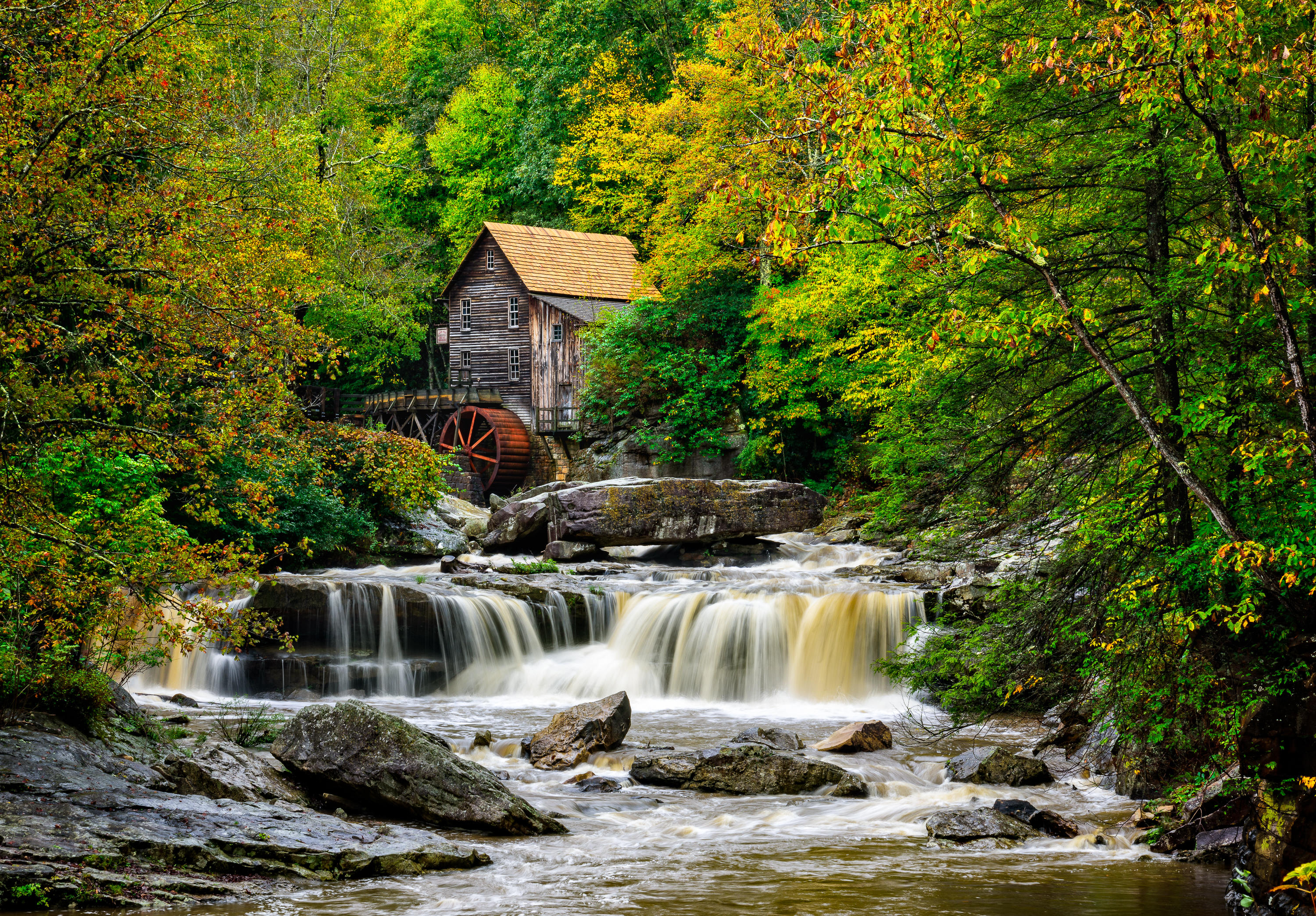 Обои Западная Виргиния Glade Creek Mill речка на рабочий стол