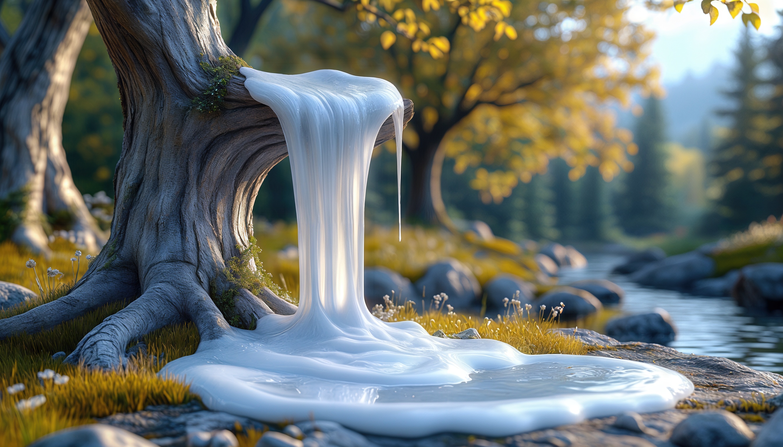 Осенний лес хранит тайну - дерево с магическим потоком.