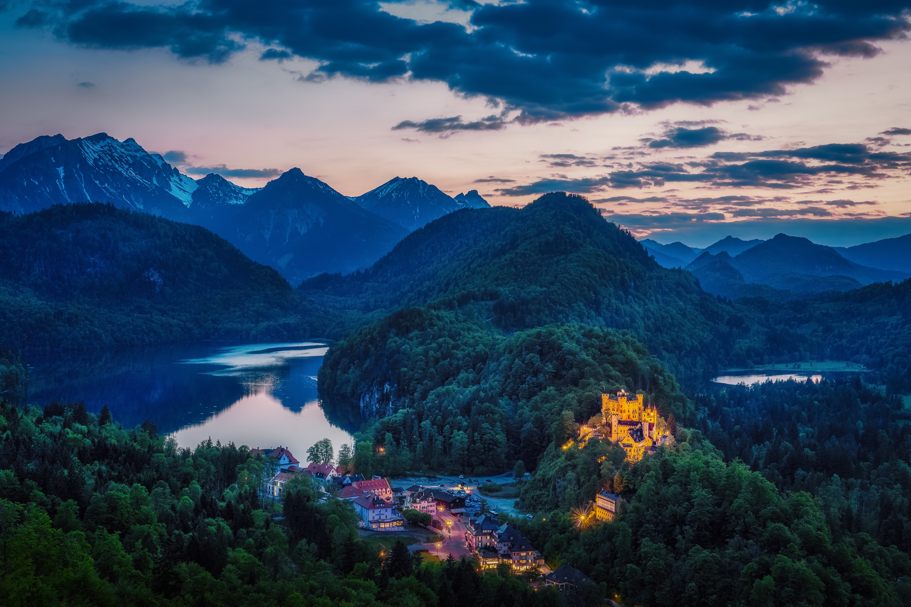 Wallpapers sky mountains Hohenschwangau with Swan lake and Alpsee on the desktop