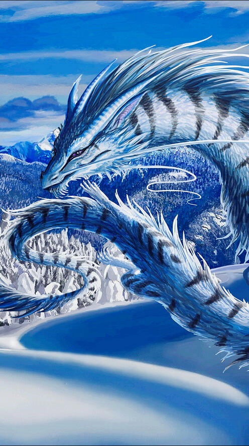 Бесплатное фото Рисунок дракон зимой