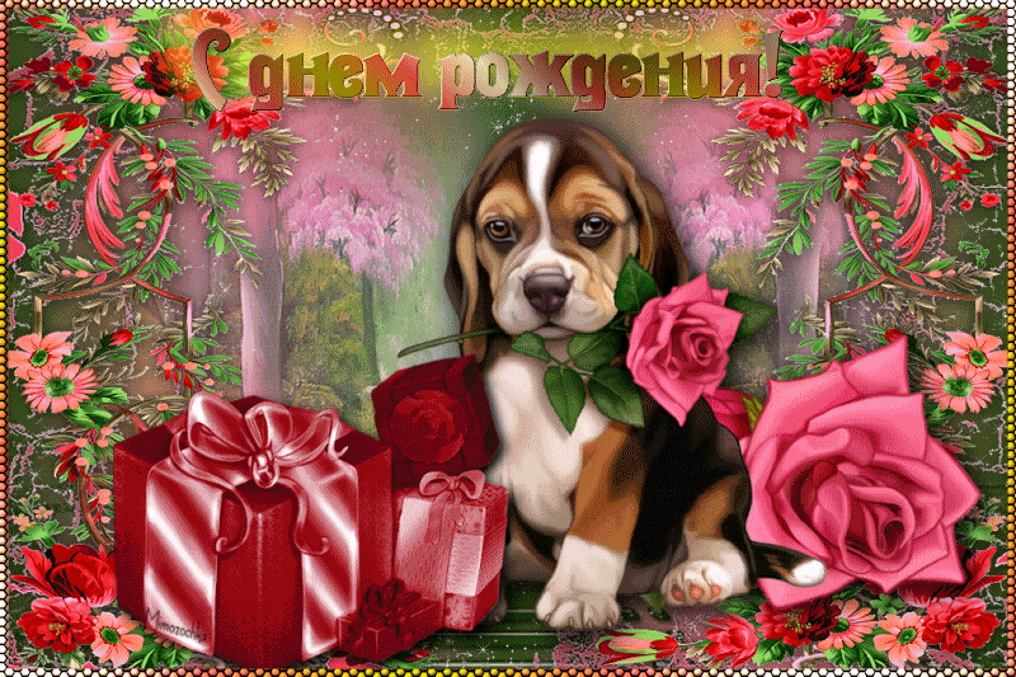 Бесплатная открытка Открытка со щенком на день рождения