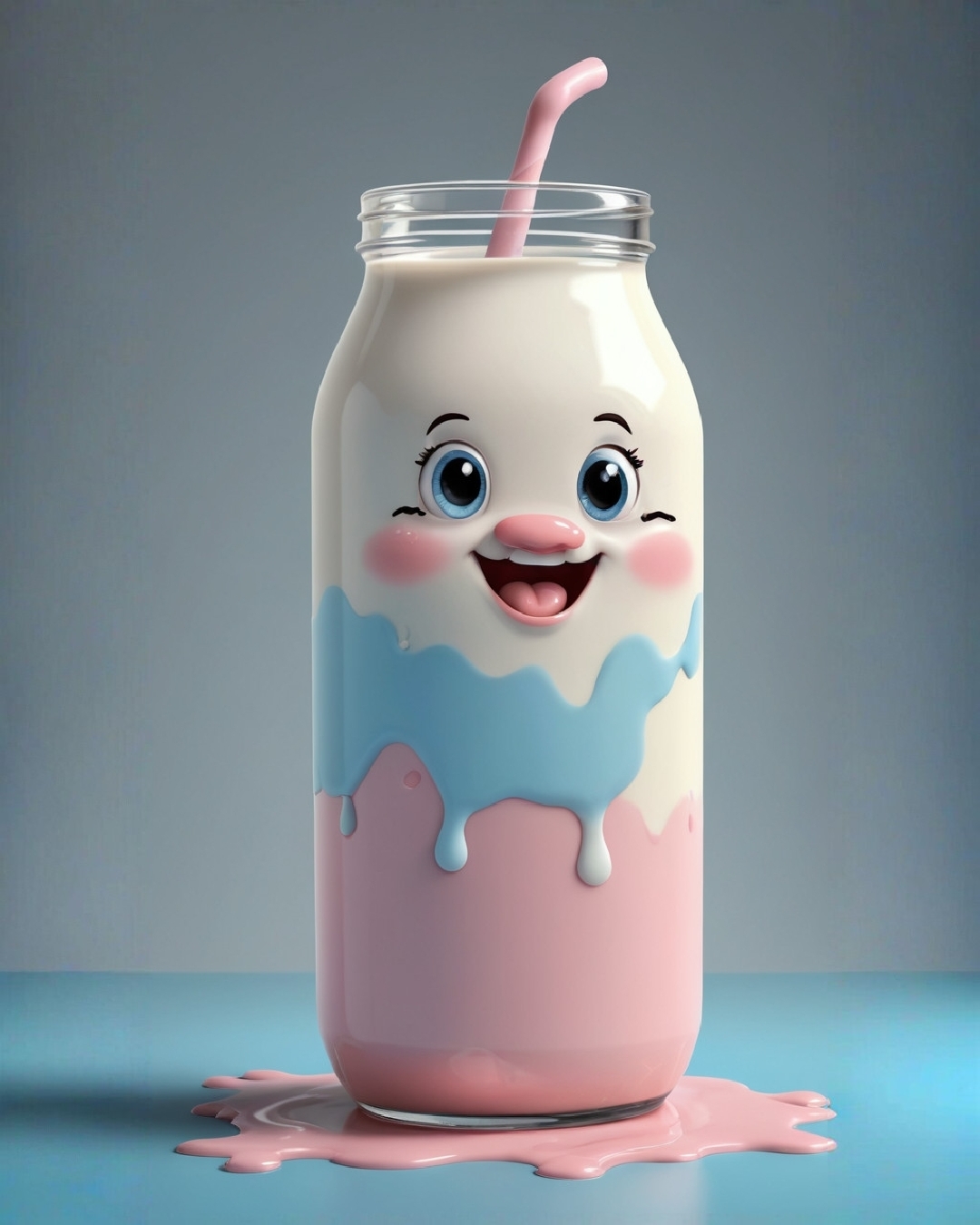 免费照片有趣的瓶子与牛奶和稻草