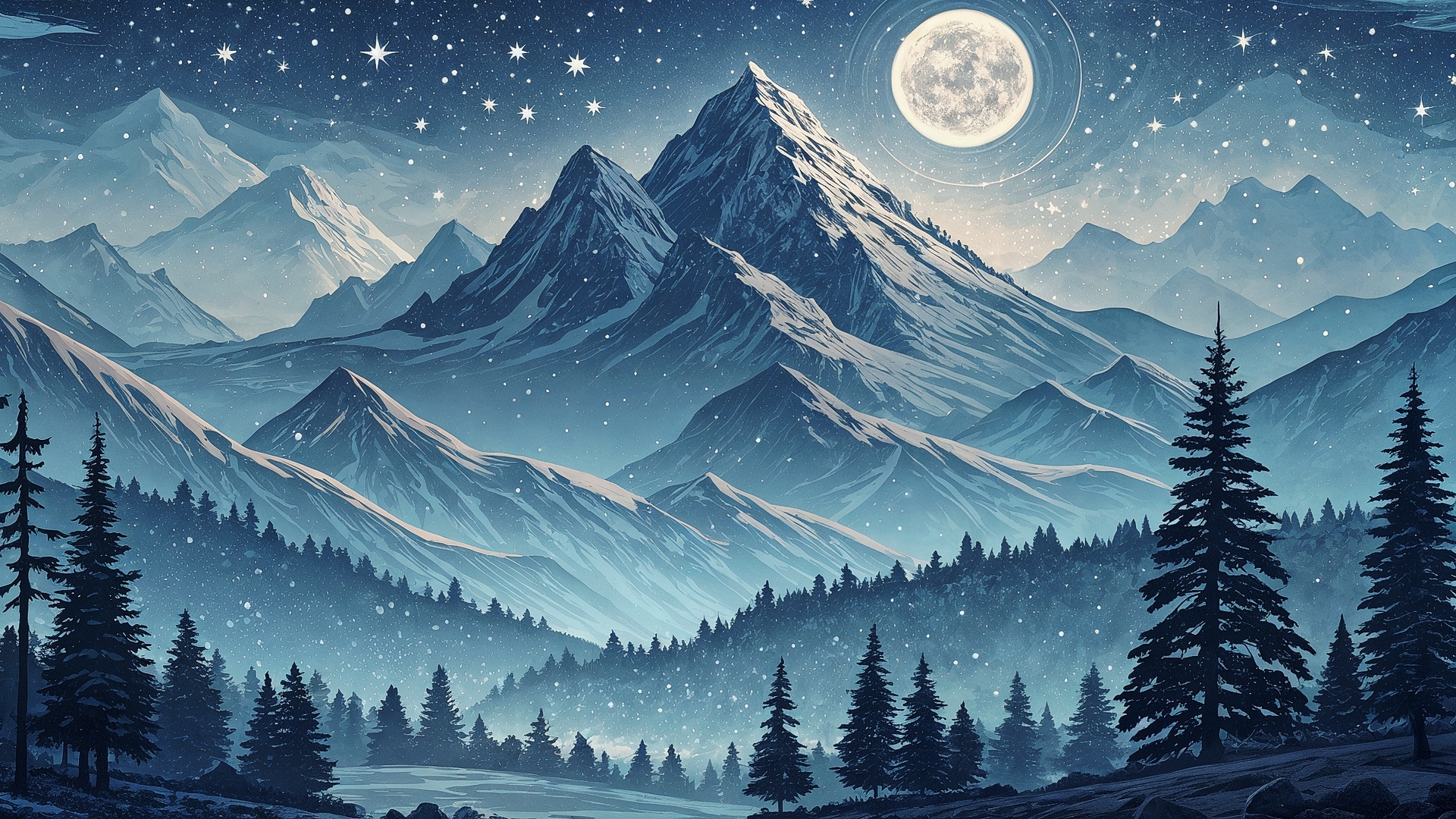 Бесплатное фото Ночной пейзаж и снег