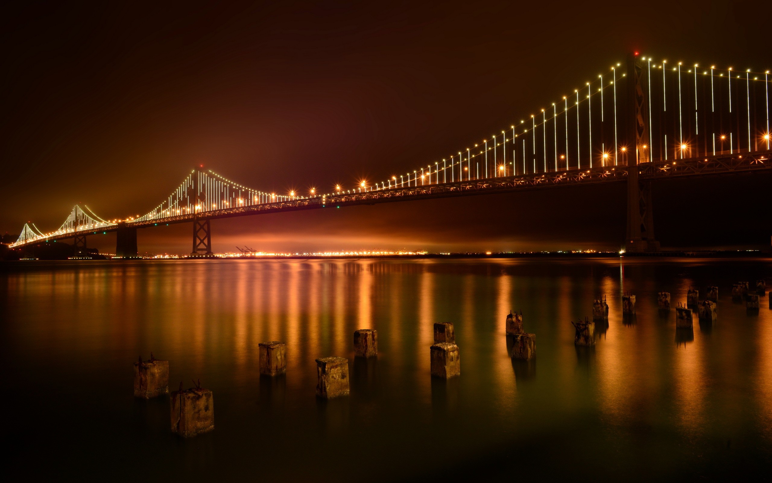 免费照片夜晚的旧金山大桥