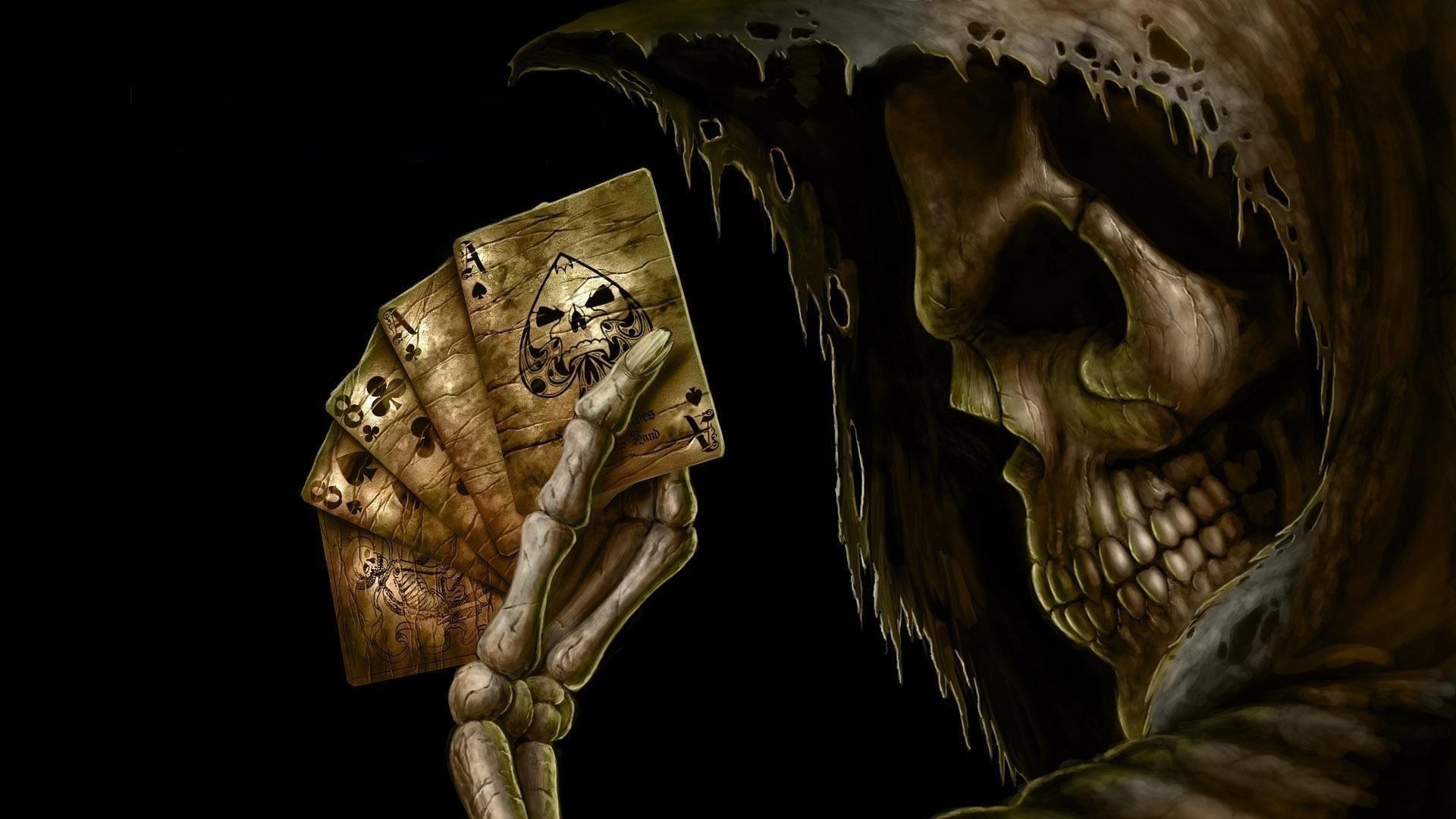 Wallpapers wallpaper grim reaper cards skeleton on the desktop