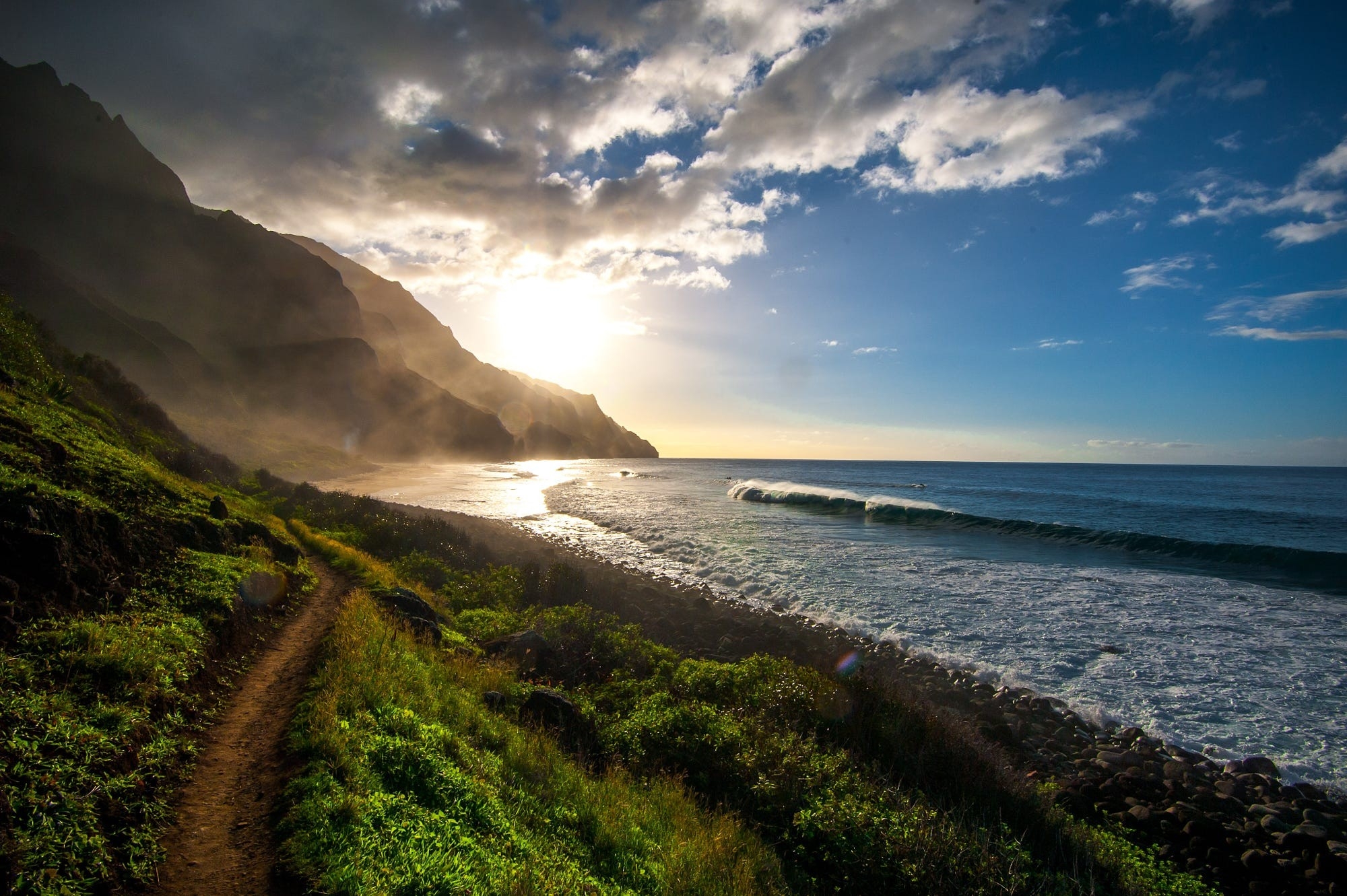 Wallpapers clouds path waves on the desktop