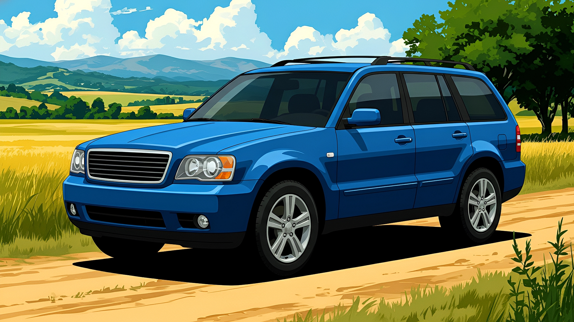 Free photo The car stands against the background of nature episode five