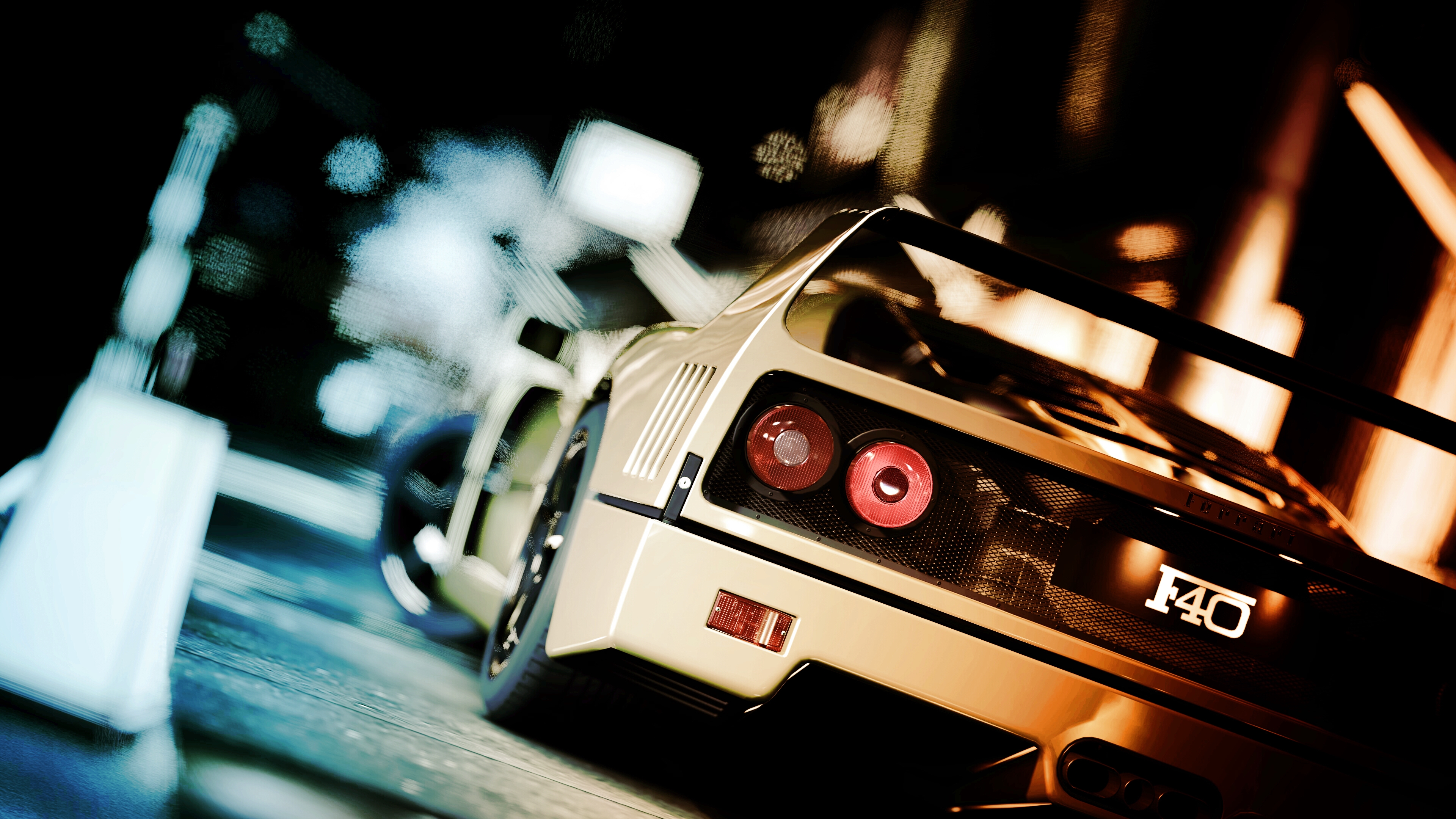 Free photo White ferrari f40 rear view