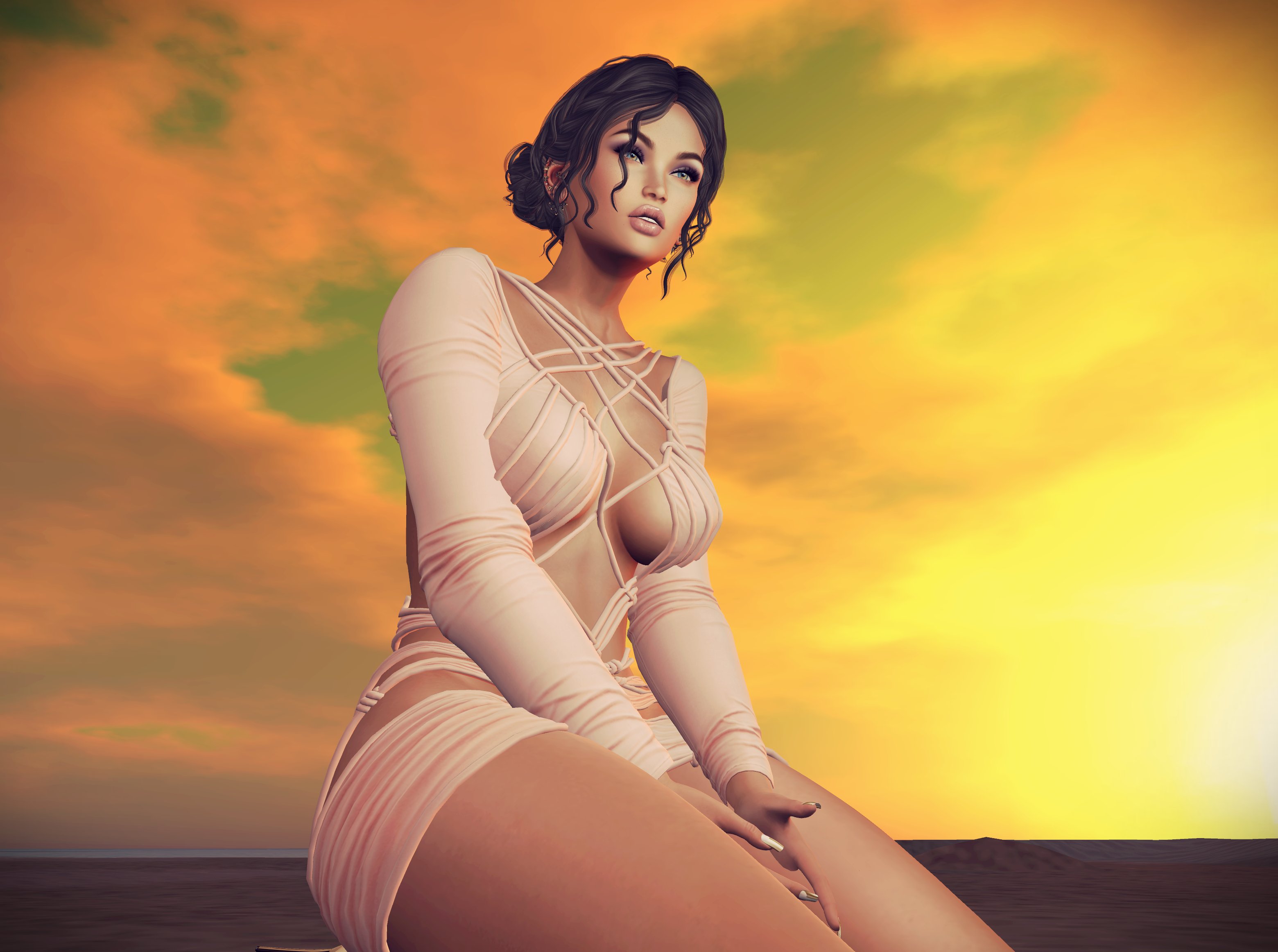 Wallpapers sunset virtual girl photo portrait on the desktop