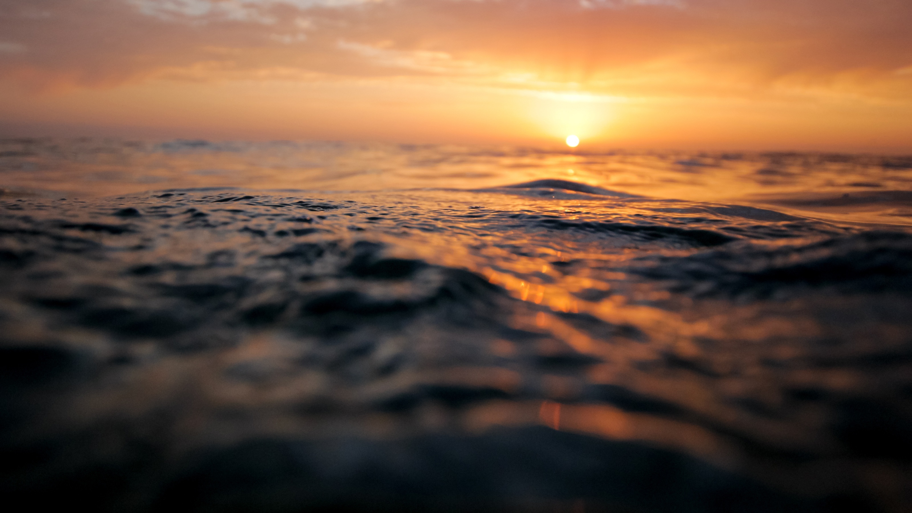 Free photo Sea waves at sunset