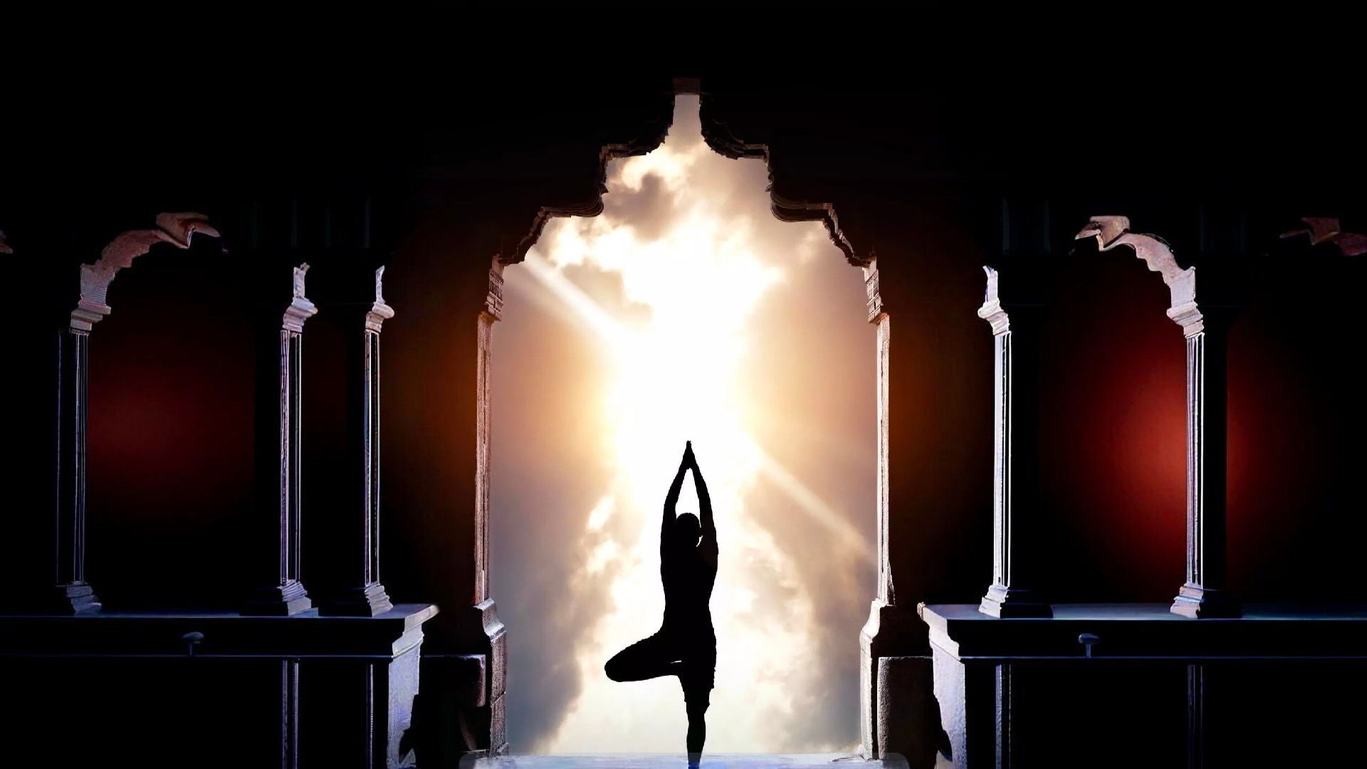 Бесплатное фото Йога в храме