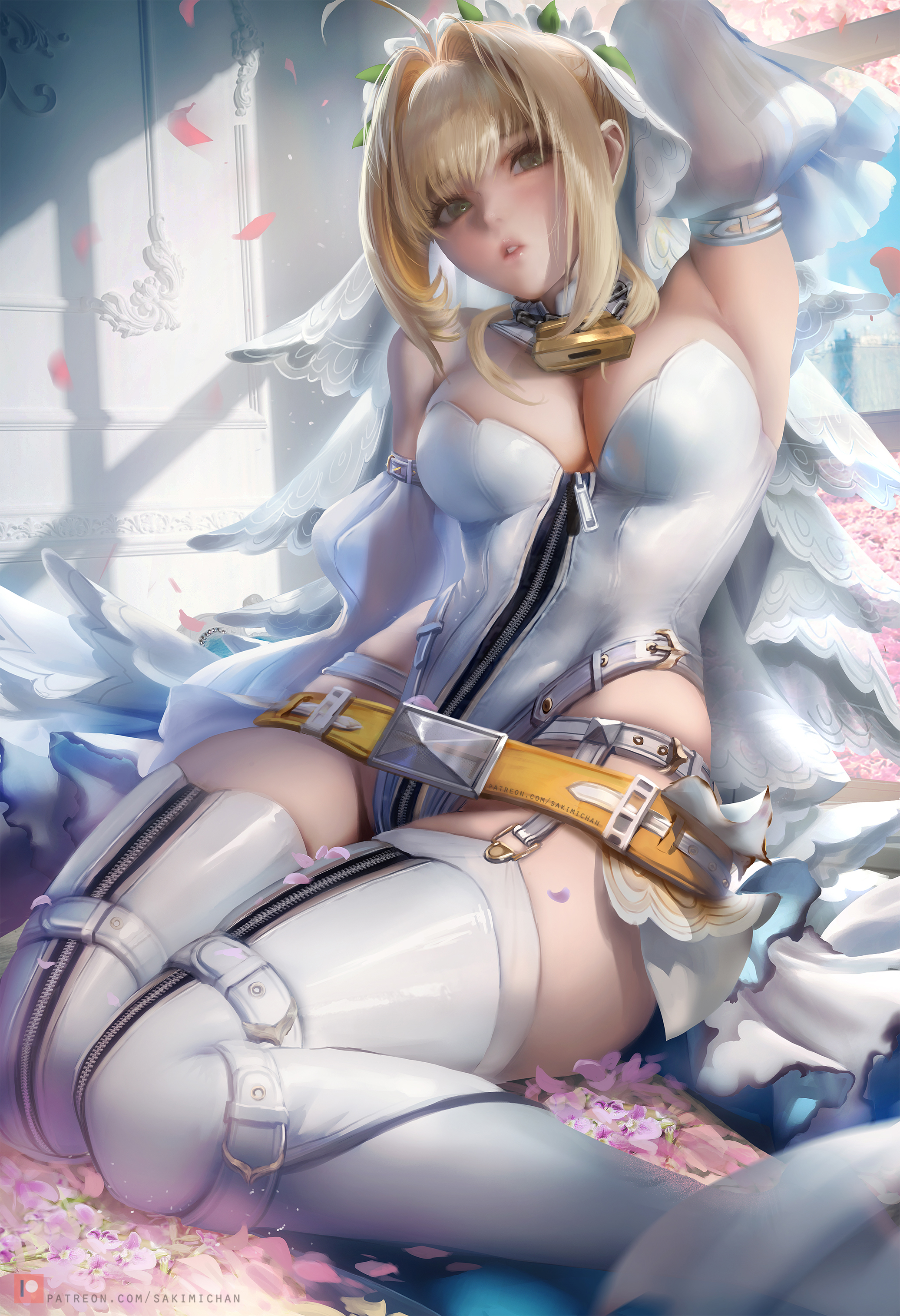 Wallpapers sakimichan bodysuit decollete on the desktop