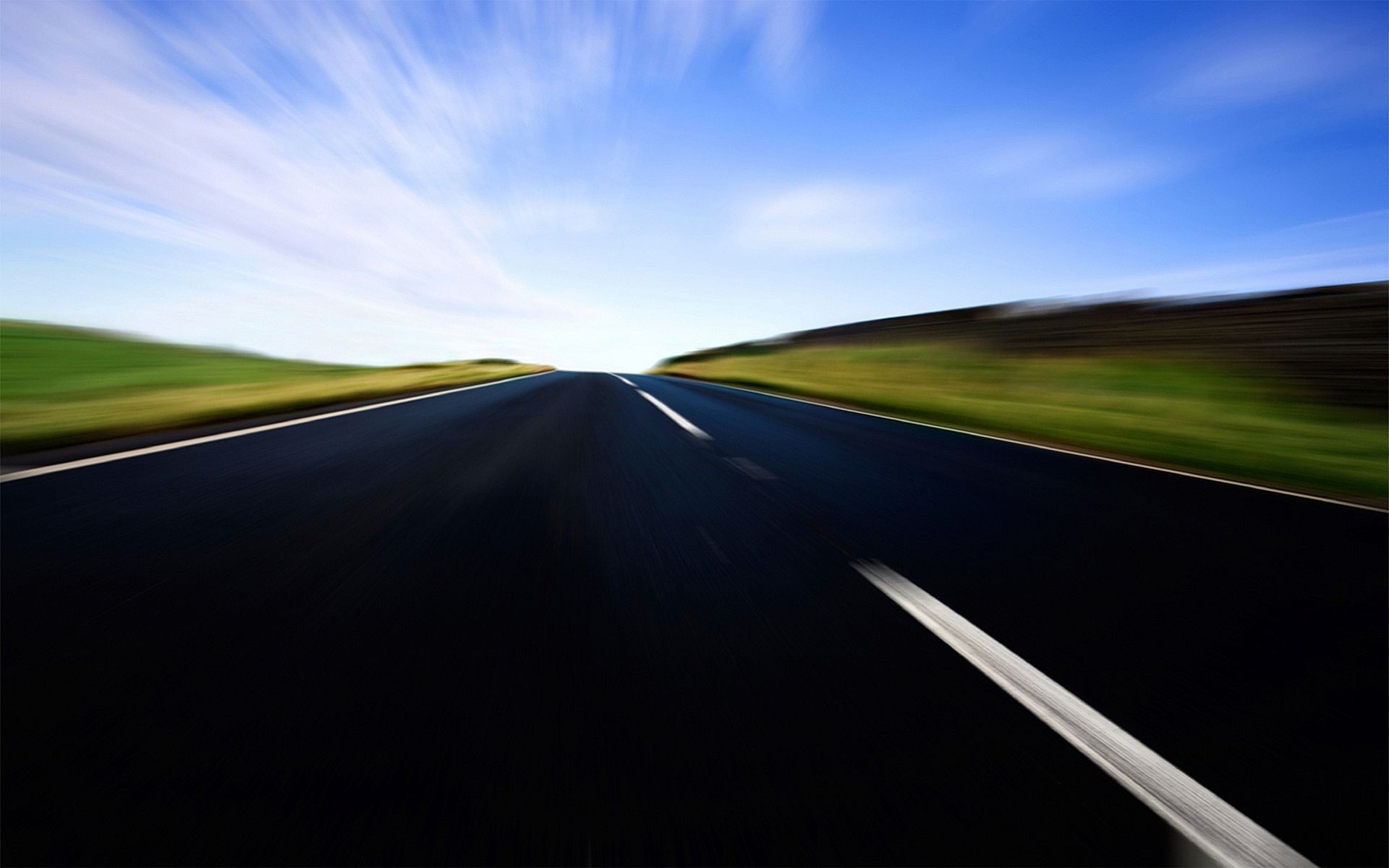 Wallpapers road speed grass on the desktop