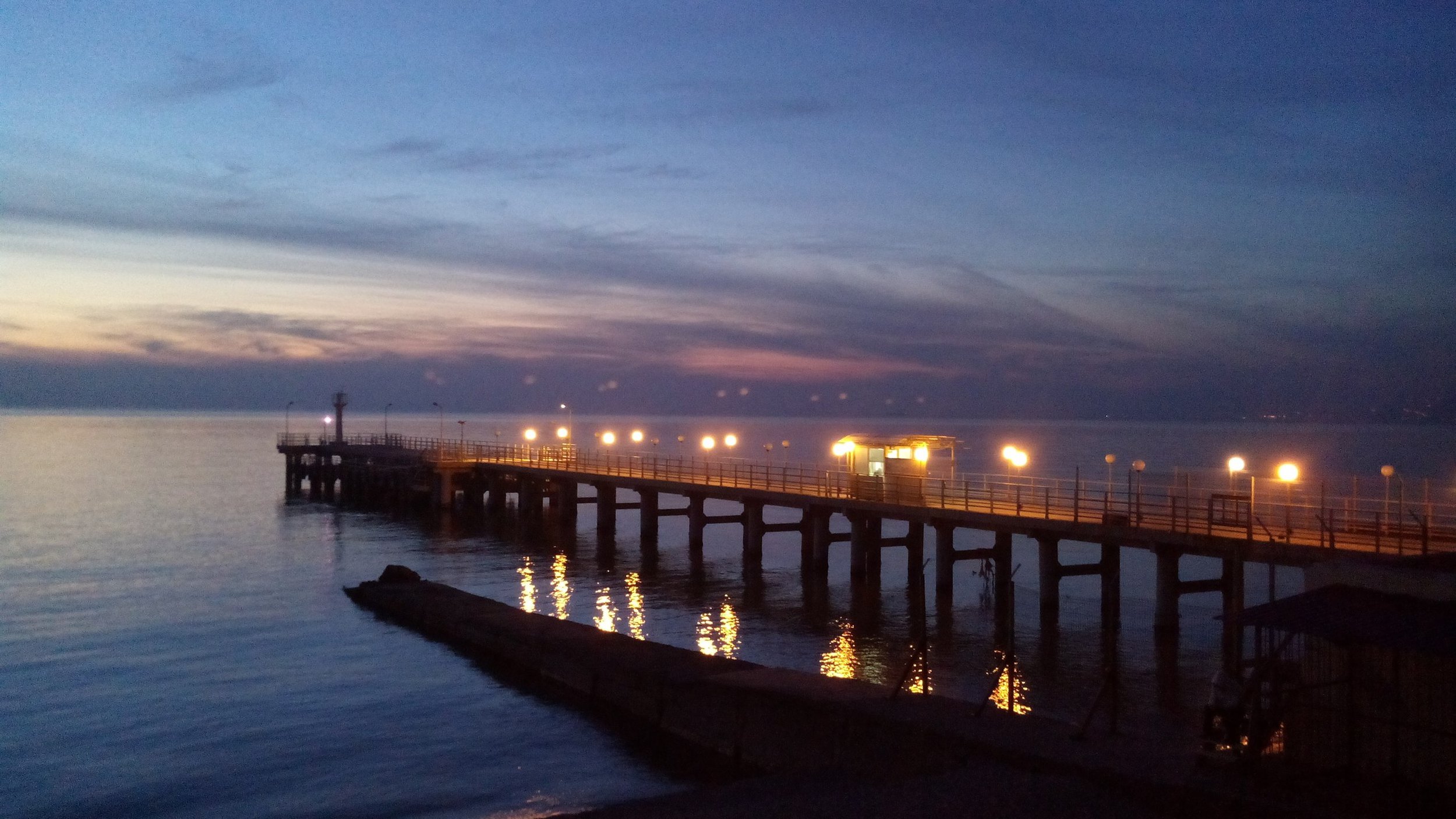 Обои закат пирс ночь на рабочий стол