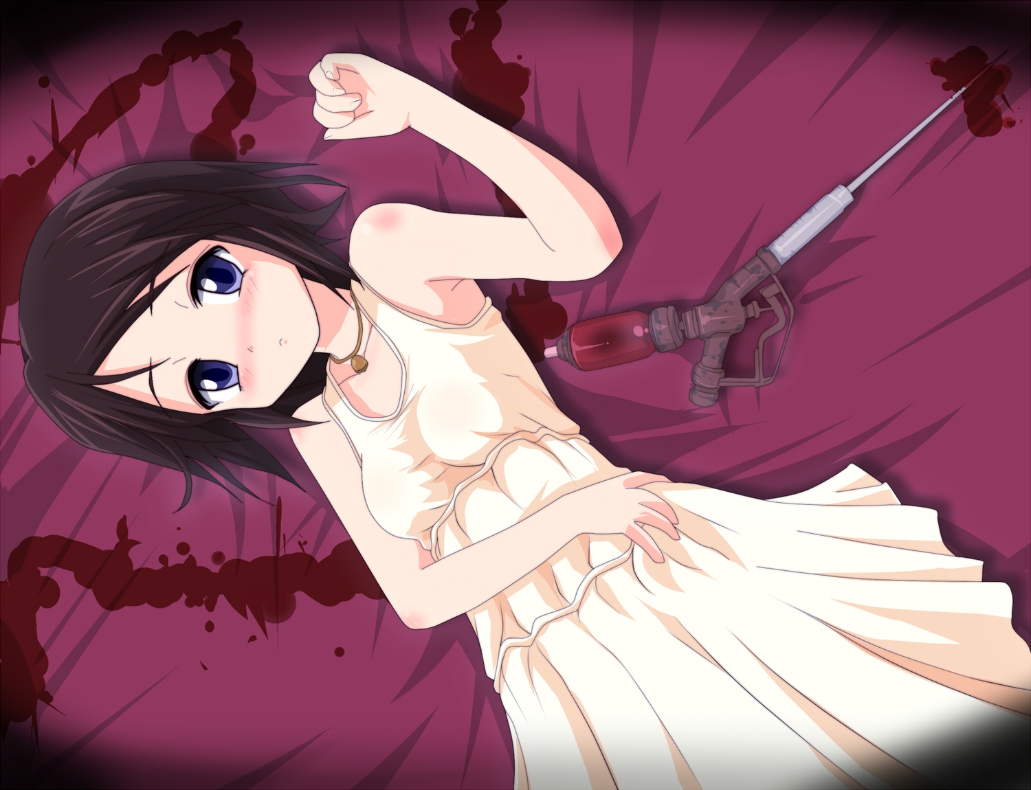 Wallpapers girl brunette blood on the desktop