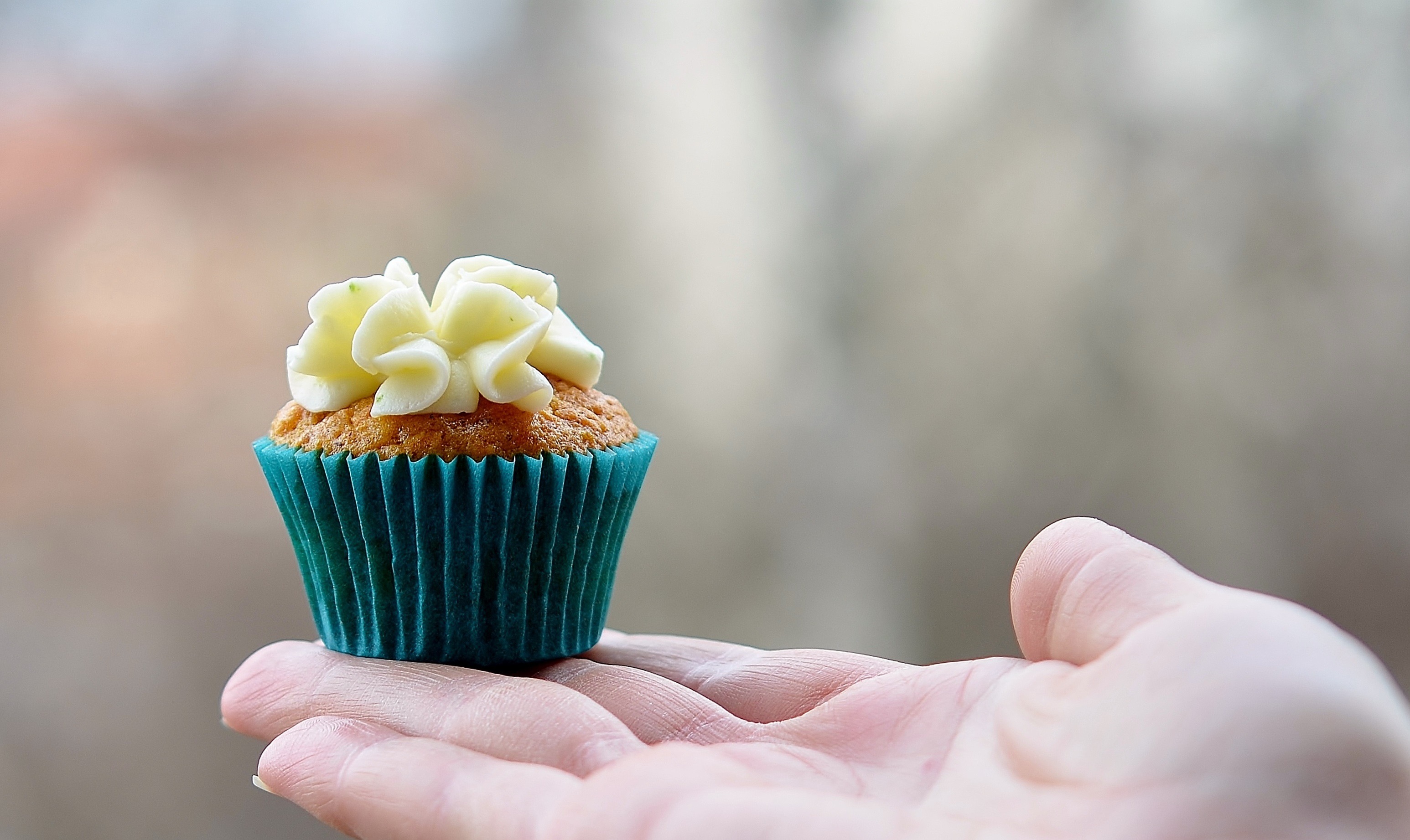 Free photo A little cupcake in your hand