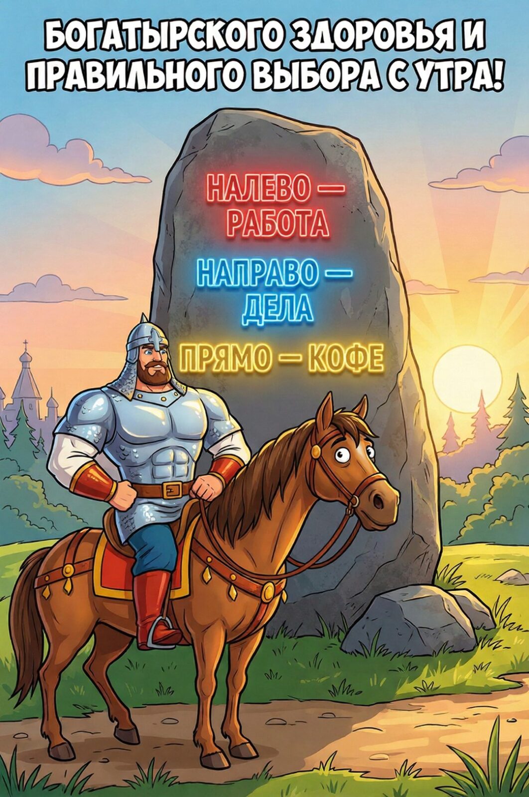 Бесплатная открытка Богатырского здоровья с утра