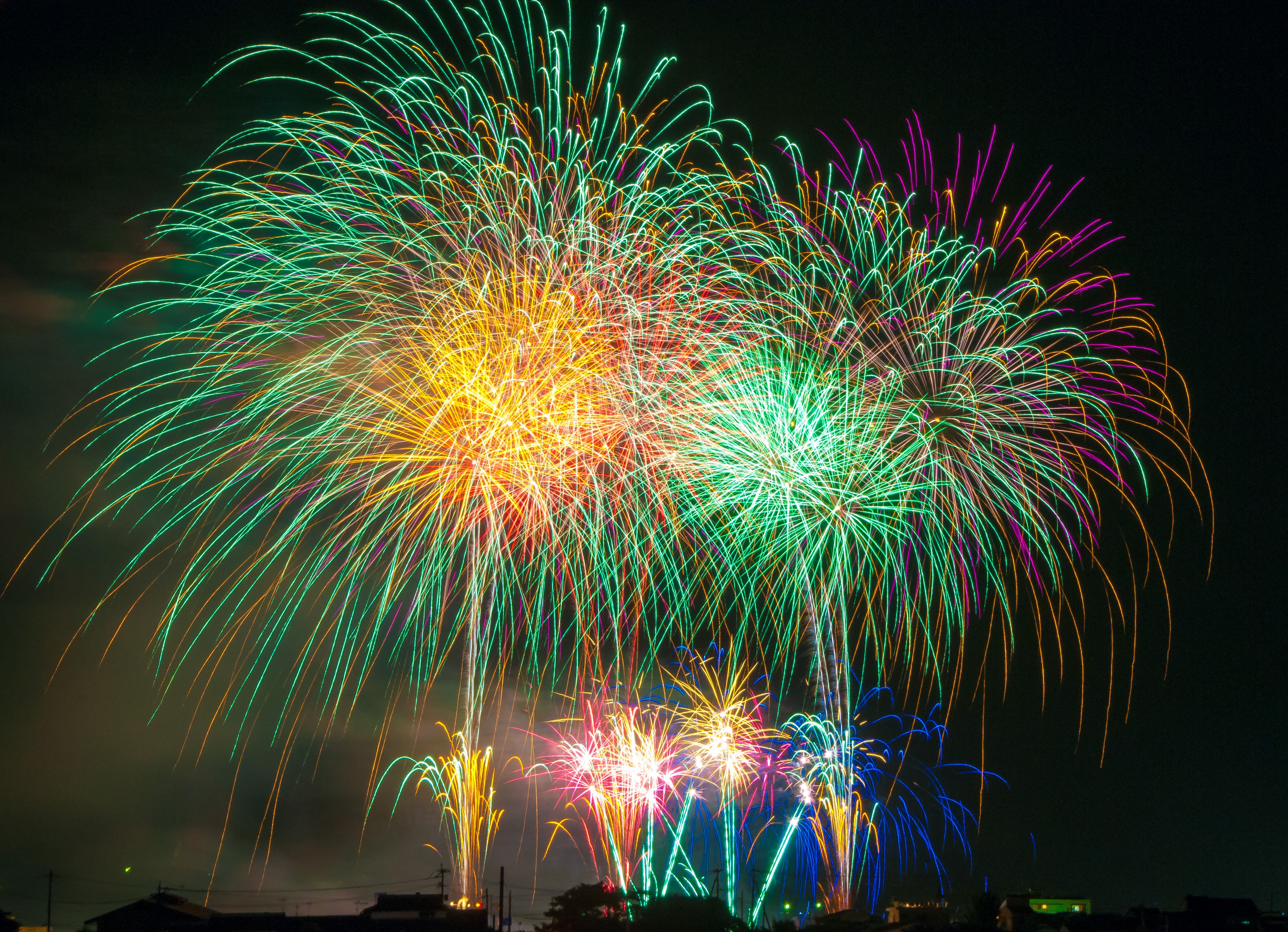 Free photo Colorful fireworks in the night sky.