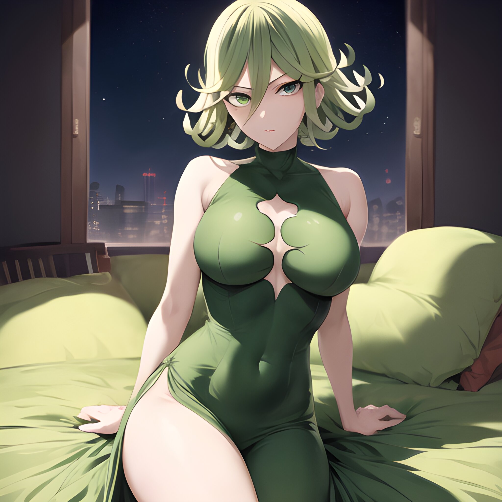 Free photo Tatsumaki green dress