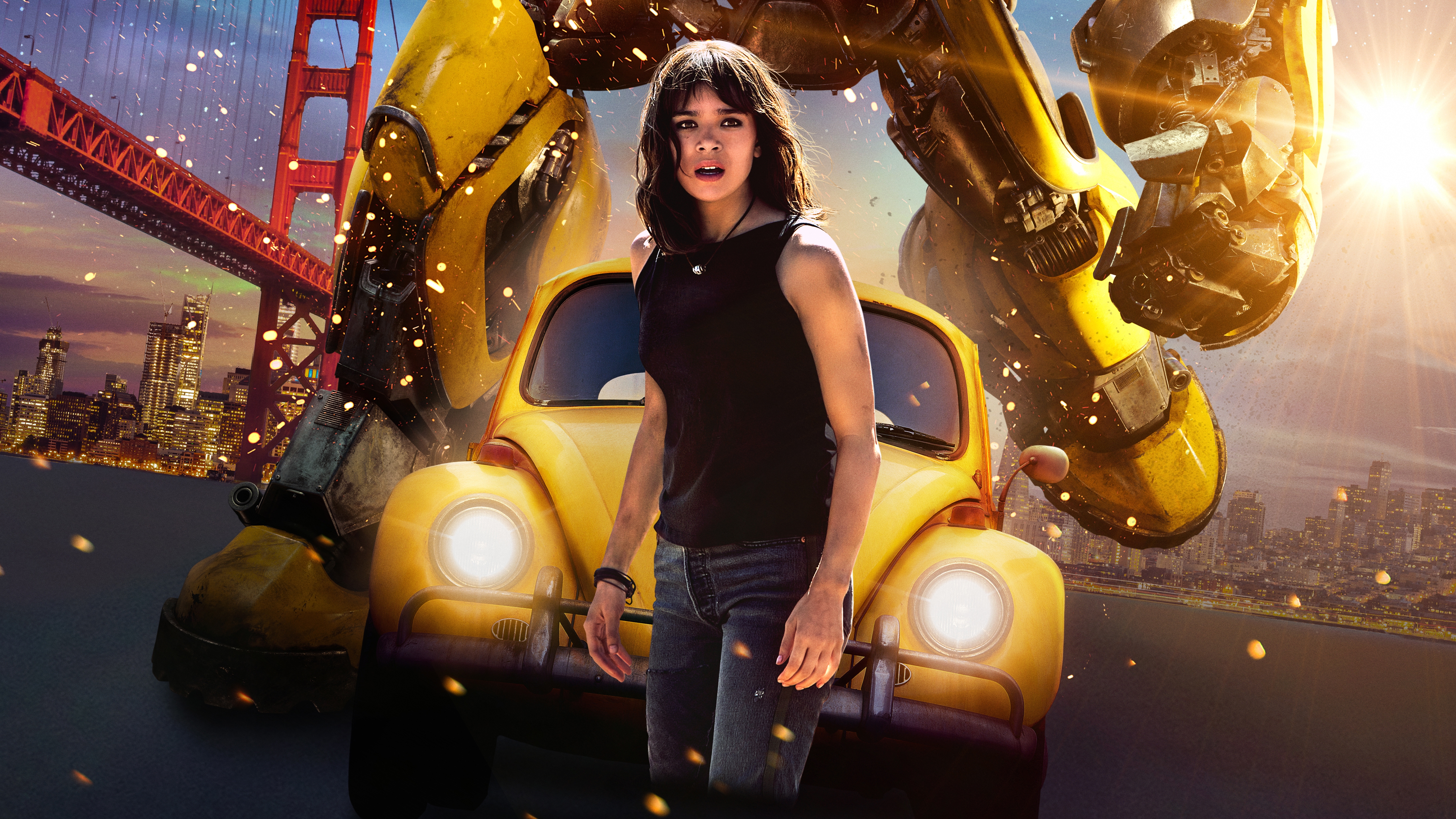 Wallpapers bumblebee Hailee Steinfeld Golden Gate Bridge on the desktop