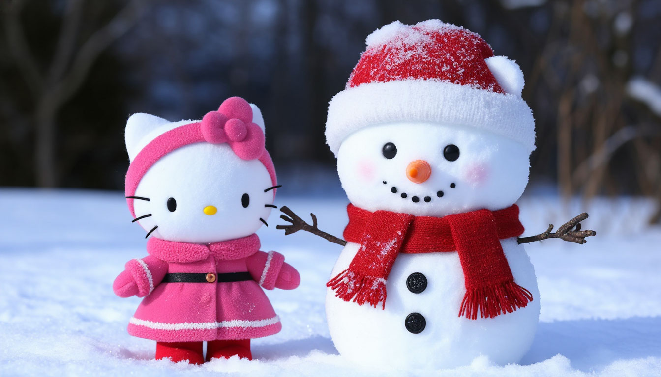 Бесплатное фото Снеговик и Хелло Китти.