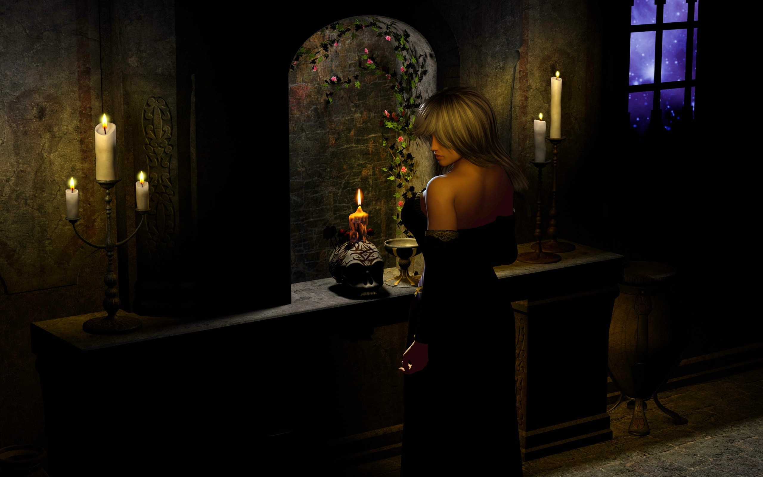 Wallpapers women fantasy art night on the desktop