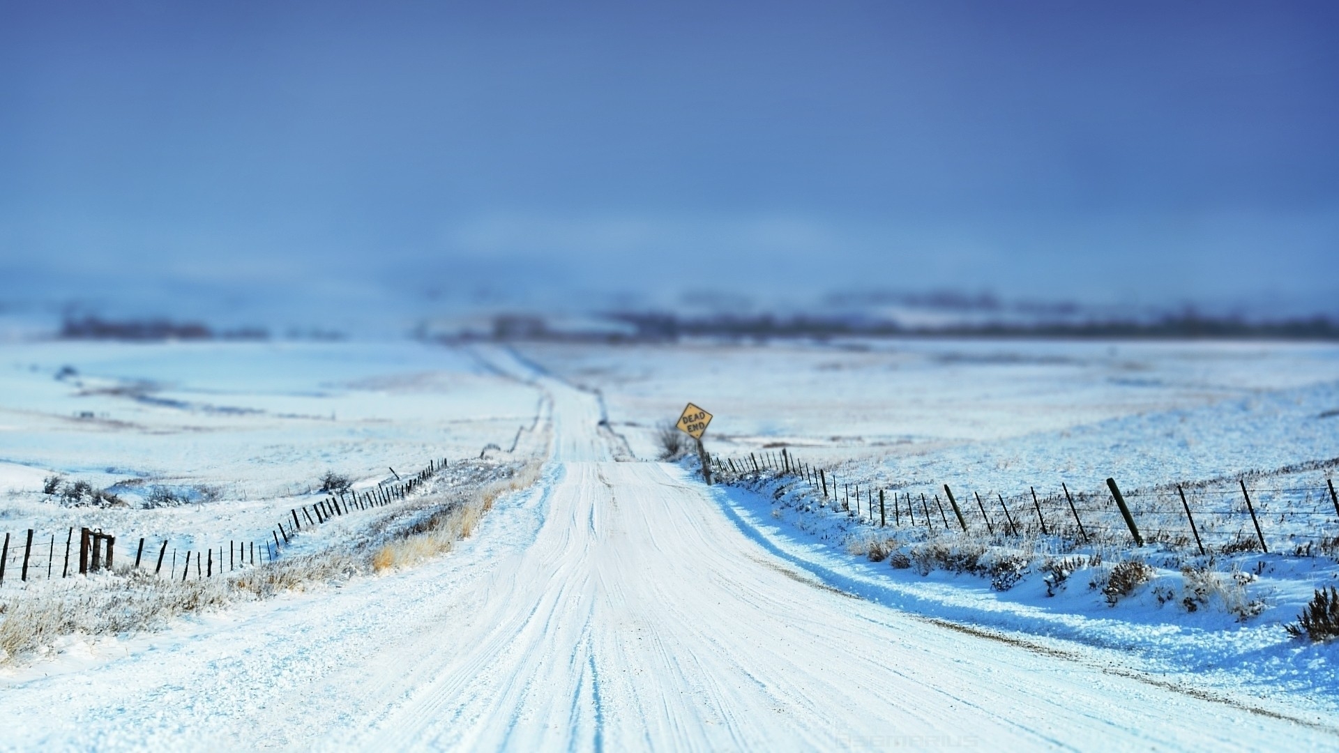 Wallpapers snow road tilt on the desktop